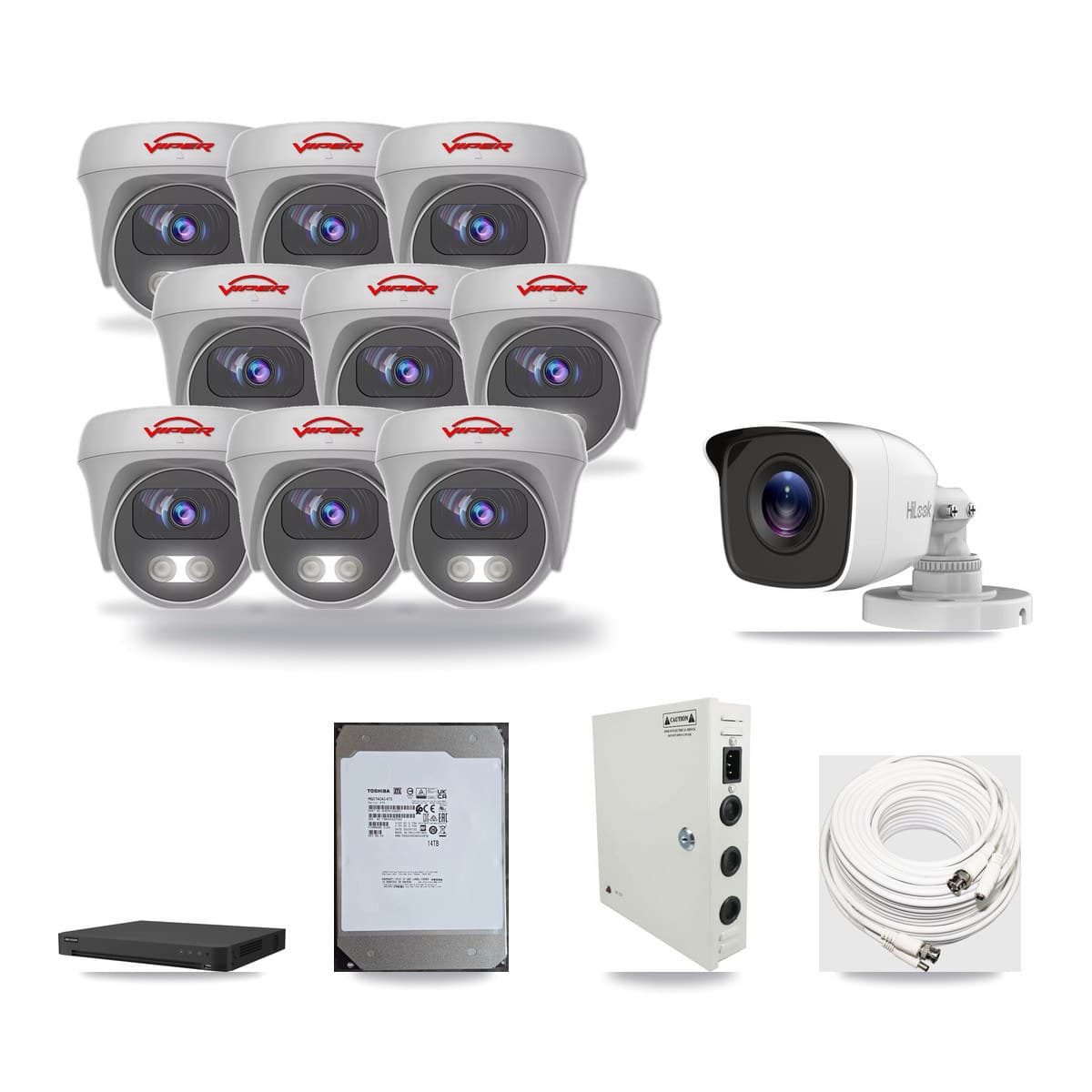 16-Channel 4MP – 5MP CCTV Kit — 1 4MP Bullet + 9 5MP Cameras + 14TB Recording - Image 1