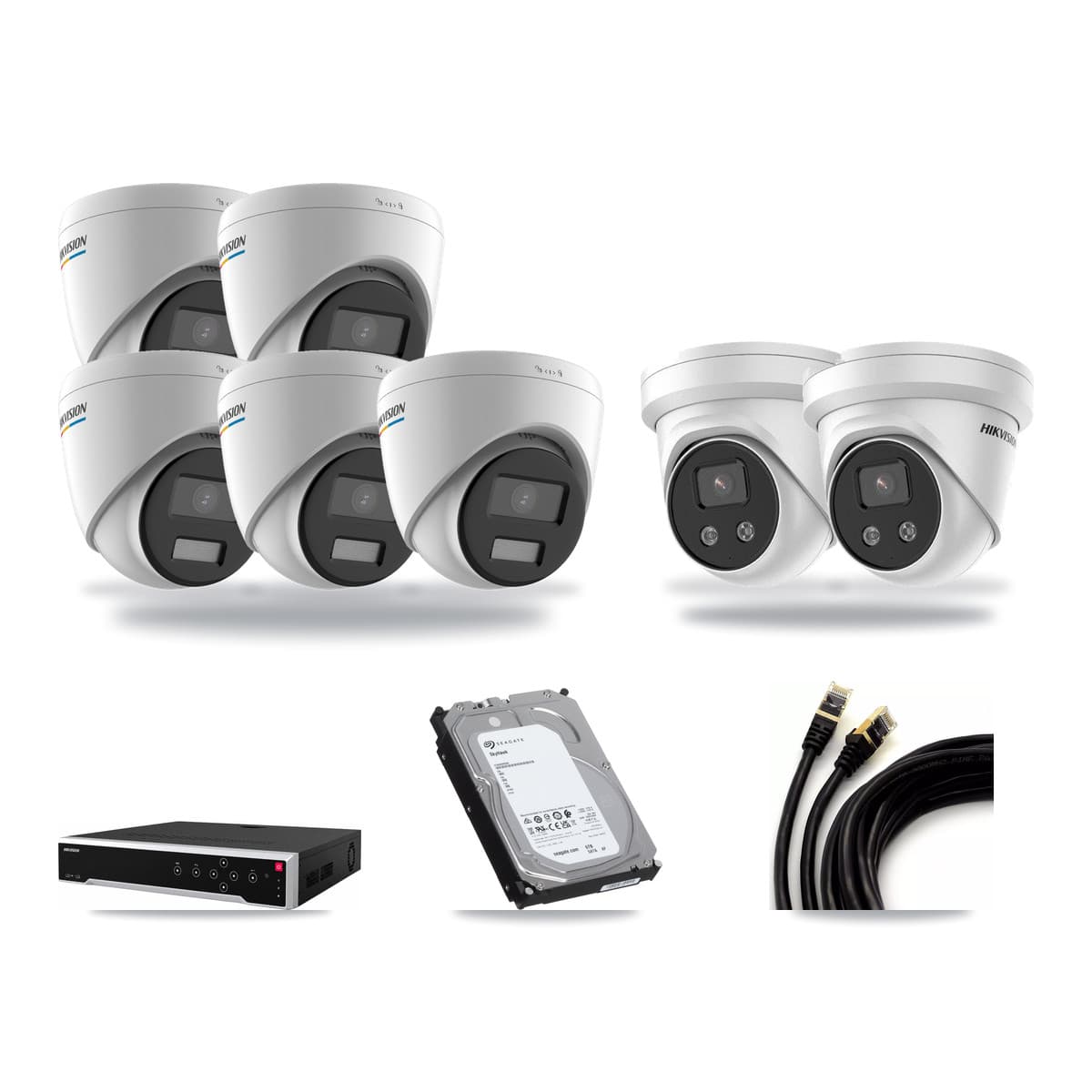 Hikvision 32-Channel 2MP – 5MP CCTV Kit — 5 2MP + 2 5MP Turret Cameras + 6TB Recording - Image 1