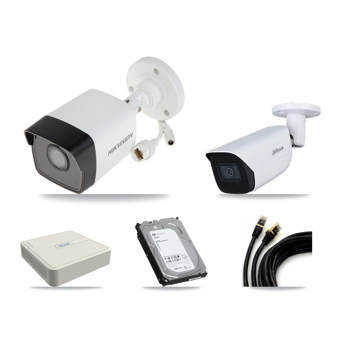 8-Channel 5MP CCTV Kit — 7 DS-2CD1053G0 + 1 IPC-HFW3541E Bullet Cameras + 6TB Recording