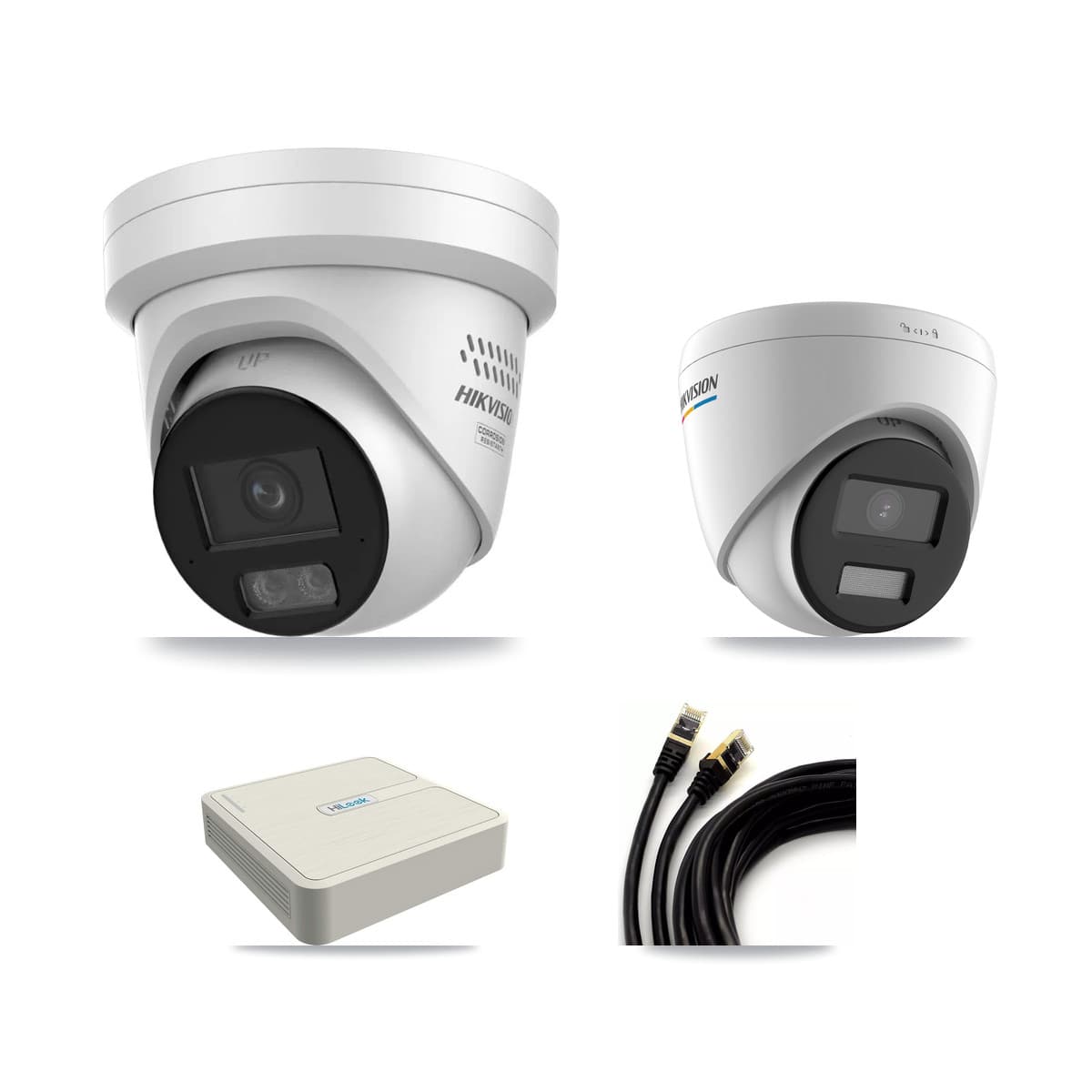 Hikvision & HiLook 8-Channel 2MP – 4MP CCTV Kit — 1 DS-2CD1327G2 2MP + 2 DS-2CD2347G3 4MP Turret Cameras + 3TB Recording - Image 1