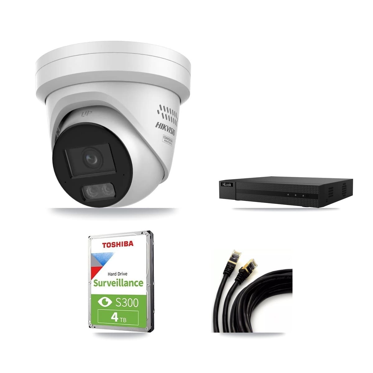HiLook 8-Channel 4MP CCTV Kit — 3 Turret Cameras + 4TB Recording (NVR-108MH-D Recorder)