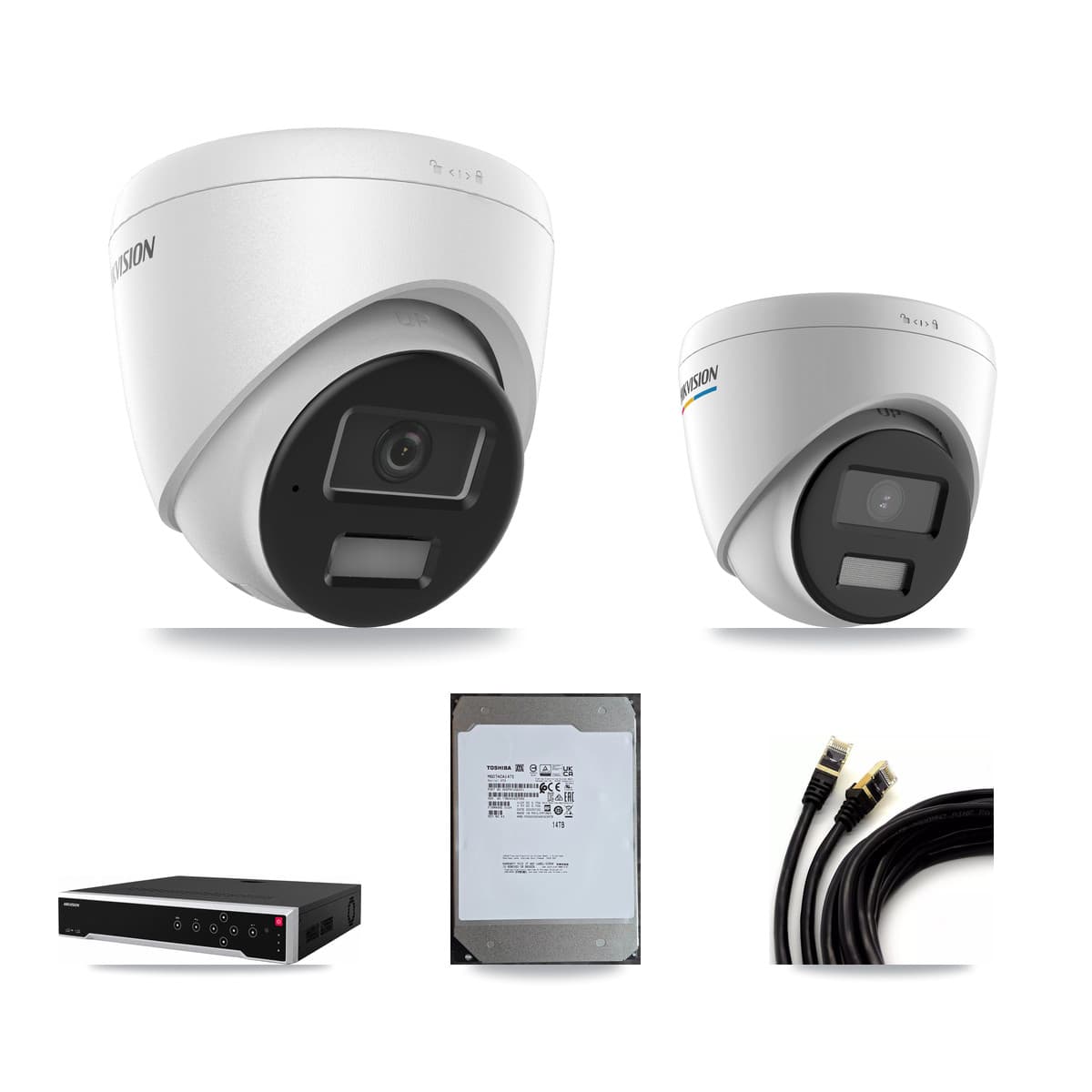 Hikvision 32-Channel 2MP – 4MP CCTV Kit — 1 2MP + 10 4MP Turret Cameras + 14TB Recording