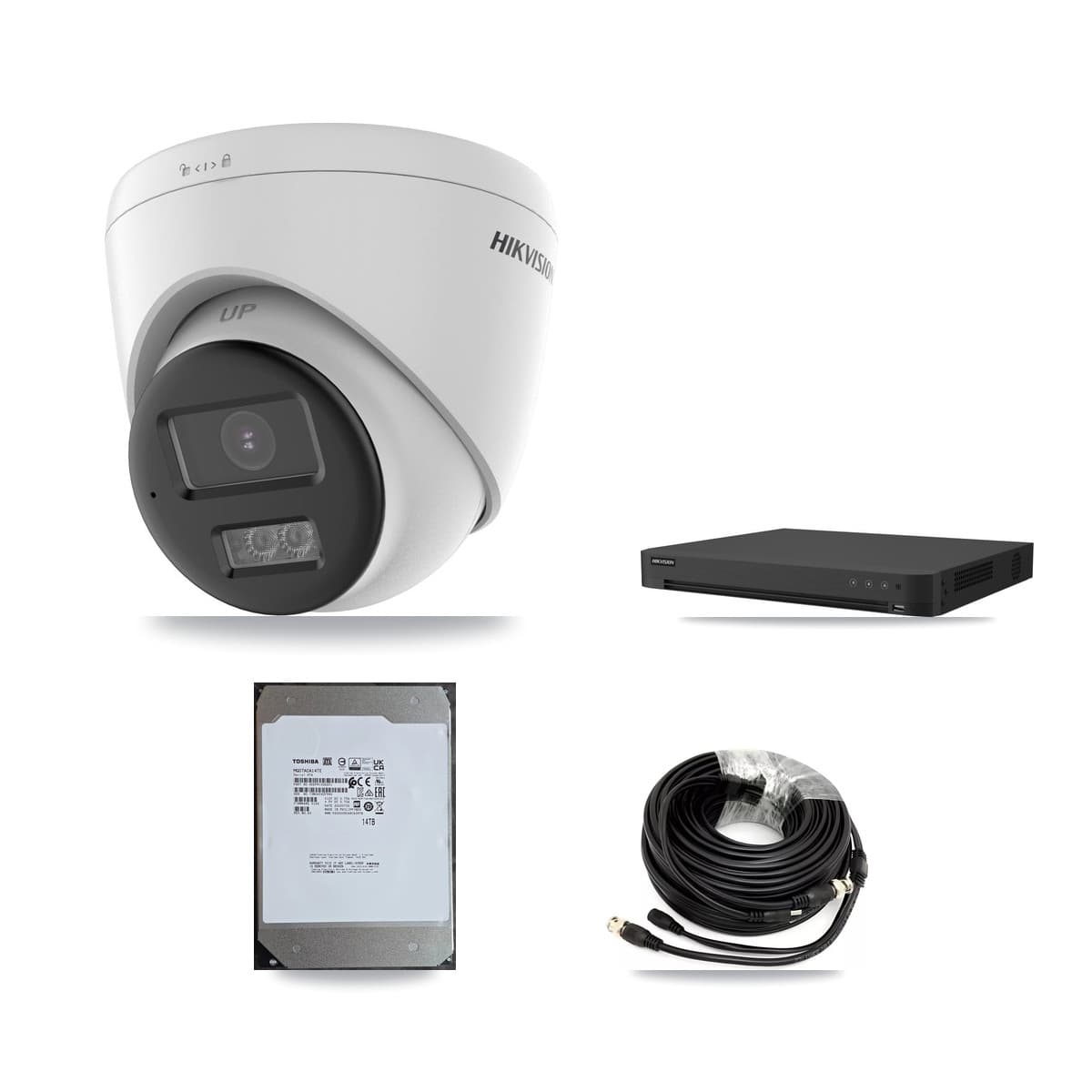 Hikvision 16-Channel 5MP CCTV Kit — 1 DS-2CE78K0T + 7 DS-2CE78K0T Turret Cameras + 14TB Recording