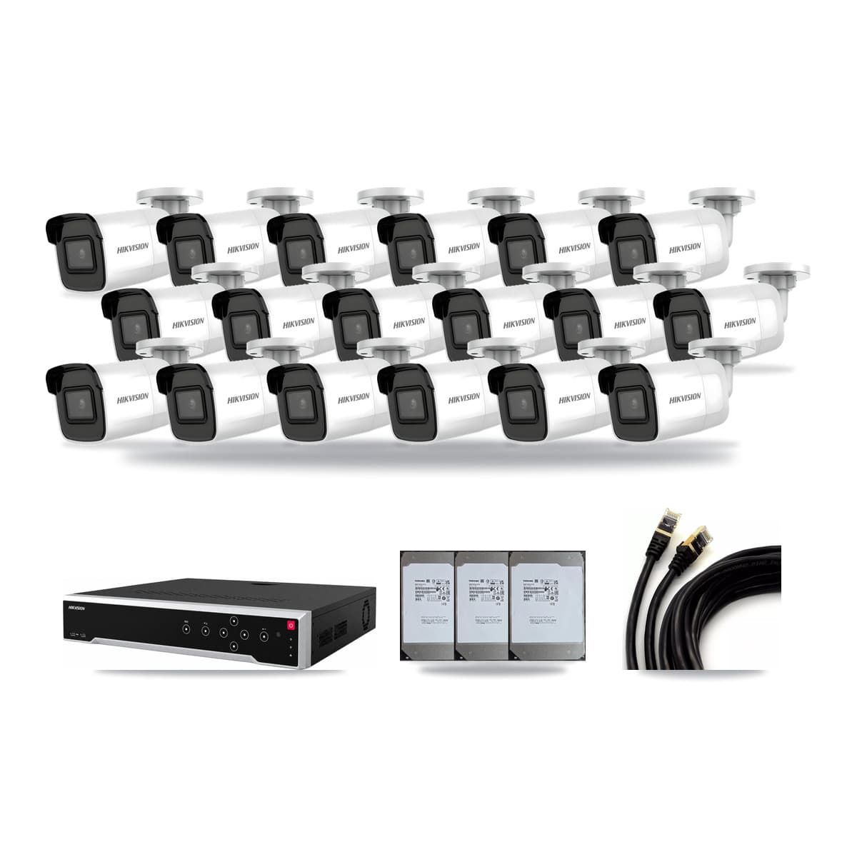 Hikvision 32-Channel 4K CCTV Kit — 18 Bullet Cameras + 3× 14TB Recording - Image 1
