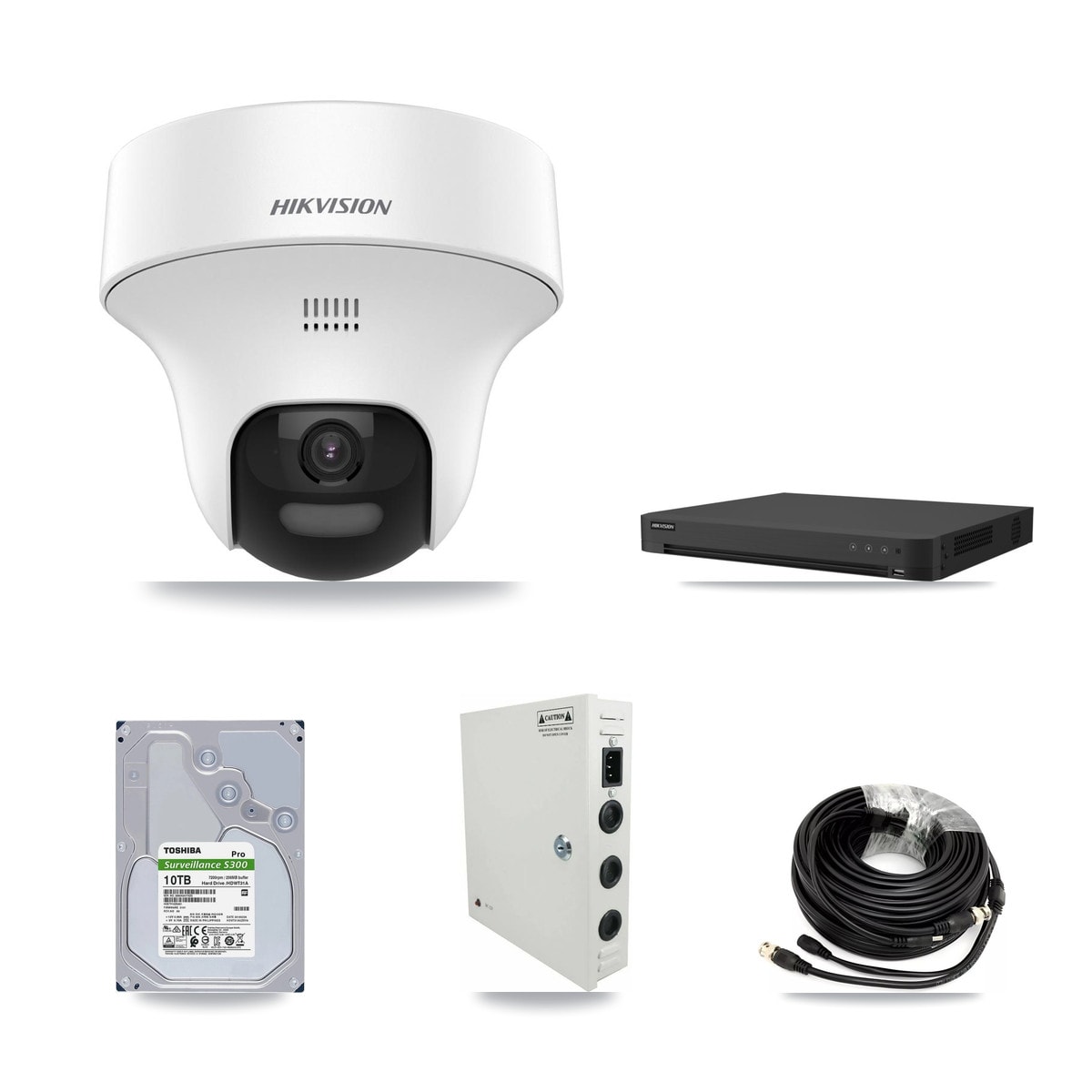 Hikvision 32-Channel 5MP CCTV Kit — 16 DS-2CE70K0T Turret Cameras + 2× 10TB Recording (IDS-7232HQHI Recorder)