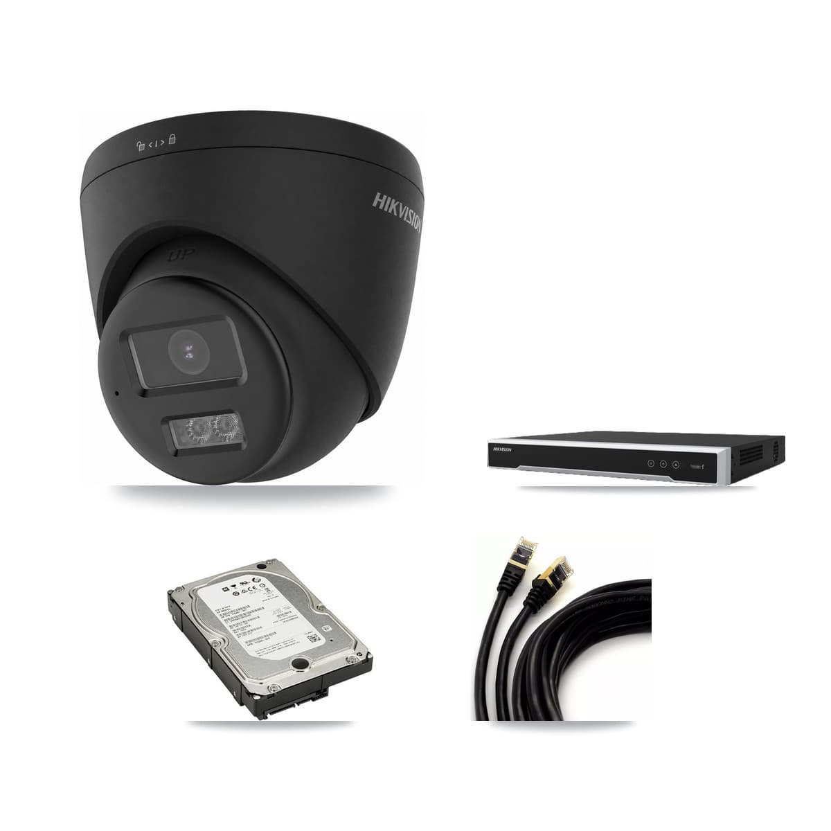 Hikvision 16-Channel 4K CCTV Kit — 2 Black DS-2CD1383G2 Turret Cameras + 5TB Recording