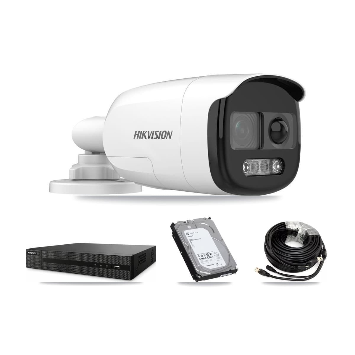 Hikvision 8-Channel 5MP CCTV Kit — 5 DS-2CE12KF3T Bullet Cameras + 6TB Recording (DVR-8CH Recorder)