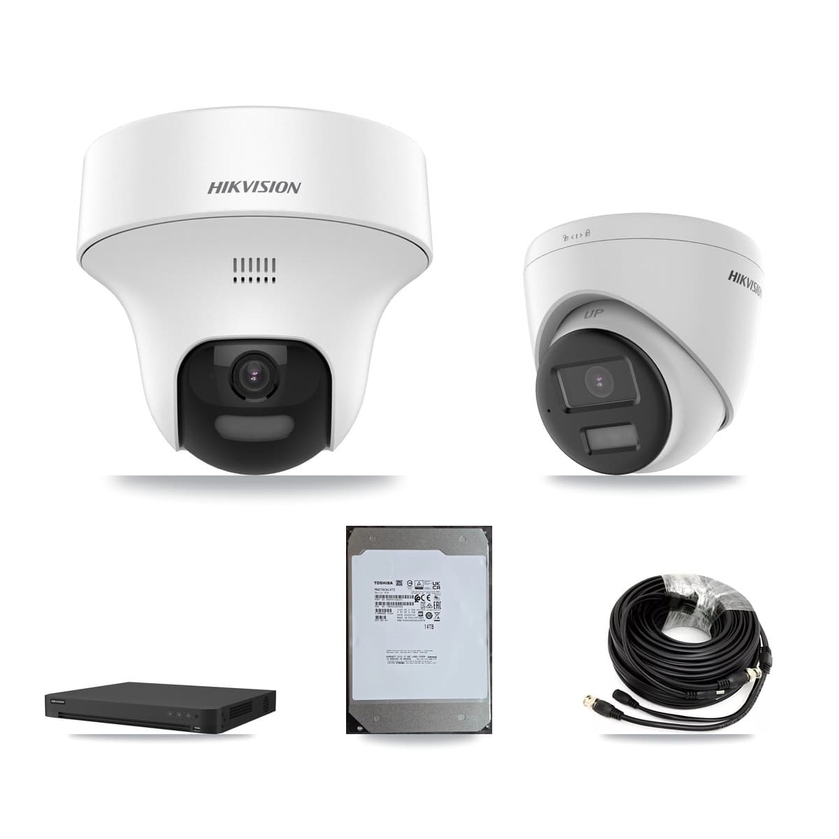 Hikvision 16-Channel 5MP CCTV Kit — 4 DS-2CE70K0T + 4 DS-2CE78K0T Turret Cameras + 14TB Recording