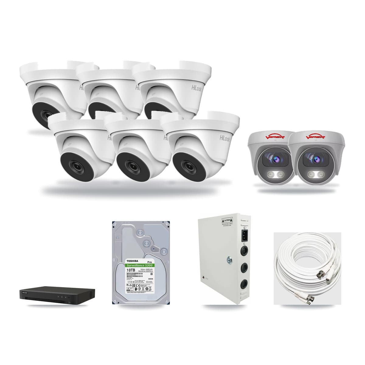 8-Channel 4MP – 5MP CCTV Kit — 6 4MP Turret + 2 5MP Cameras + 10TB Recording - Image 1