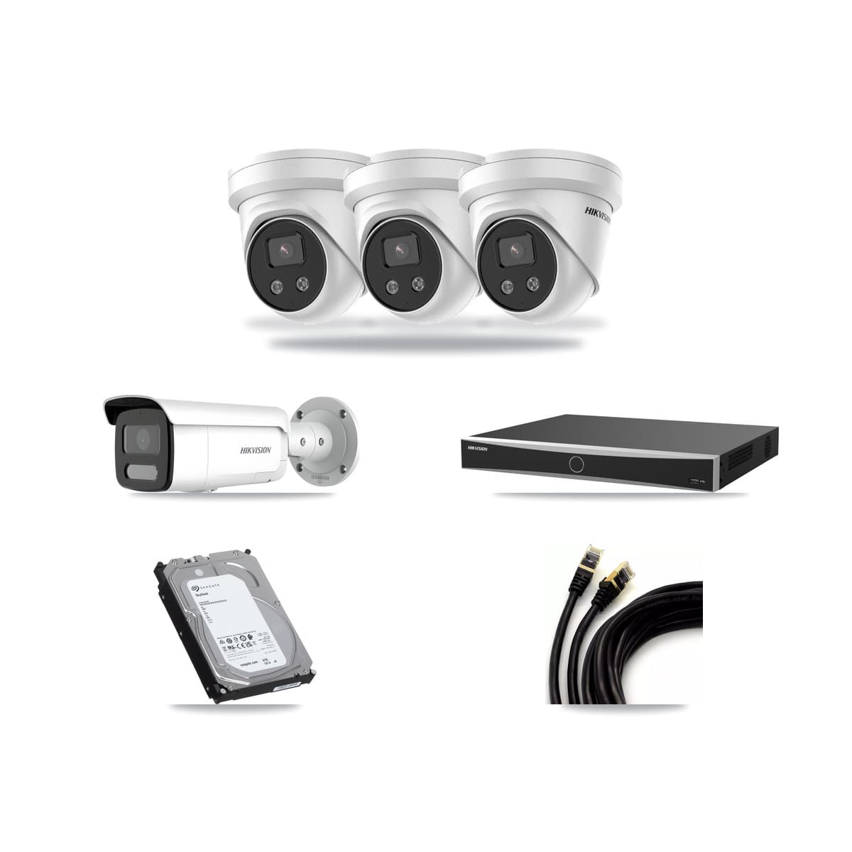Hikvision 16-Channel 4MP – 5MP CCTV Kit — 1 4MP Bullet + 3 5MP Turret Cameras + 6TB Recording - Image 1