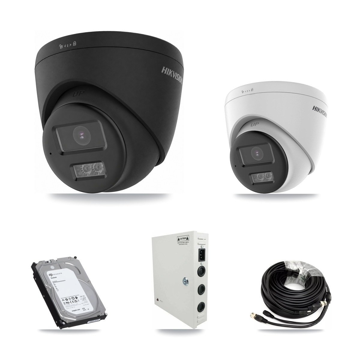 Hikvision 32-Channel 5MP – 4K CCTV Kit — 10 DS-2CE78K0T-LTS 5MP + 22 Black DS-2CE78U0T-LTS-BLACK 4K Turret Cameras + 3× 6TB Recording (IDS-7332HUHI-M4/S Recorder)