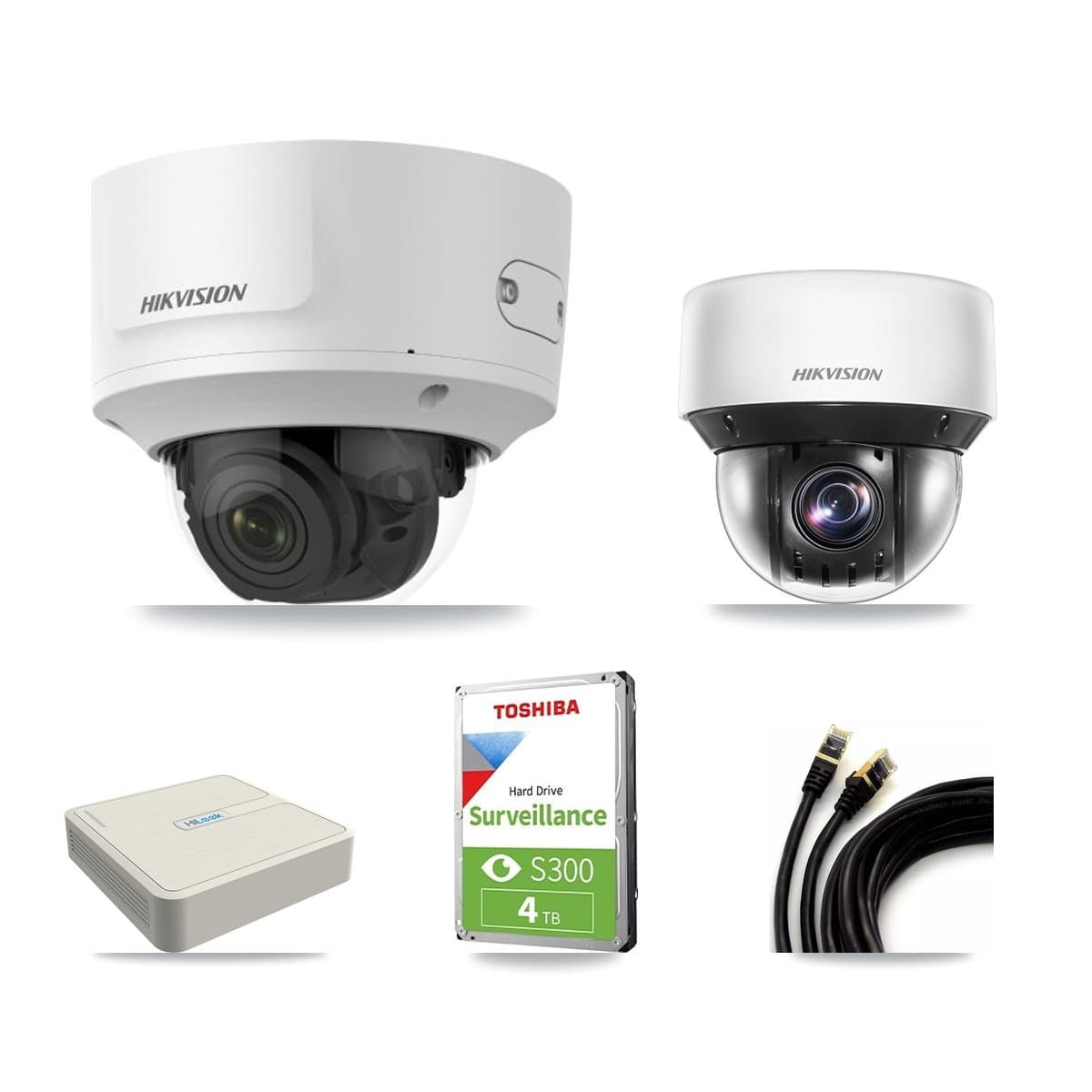 Hikvision & HiLook 8-Channel 2MP – 4MP CCTV Kit — 2 DS-2CD2723G0 2MP Dome + 2 DS-2DE4A425IW 4MP PTZ Cameras + 4TB Recording - Image 1