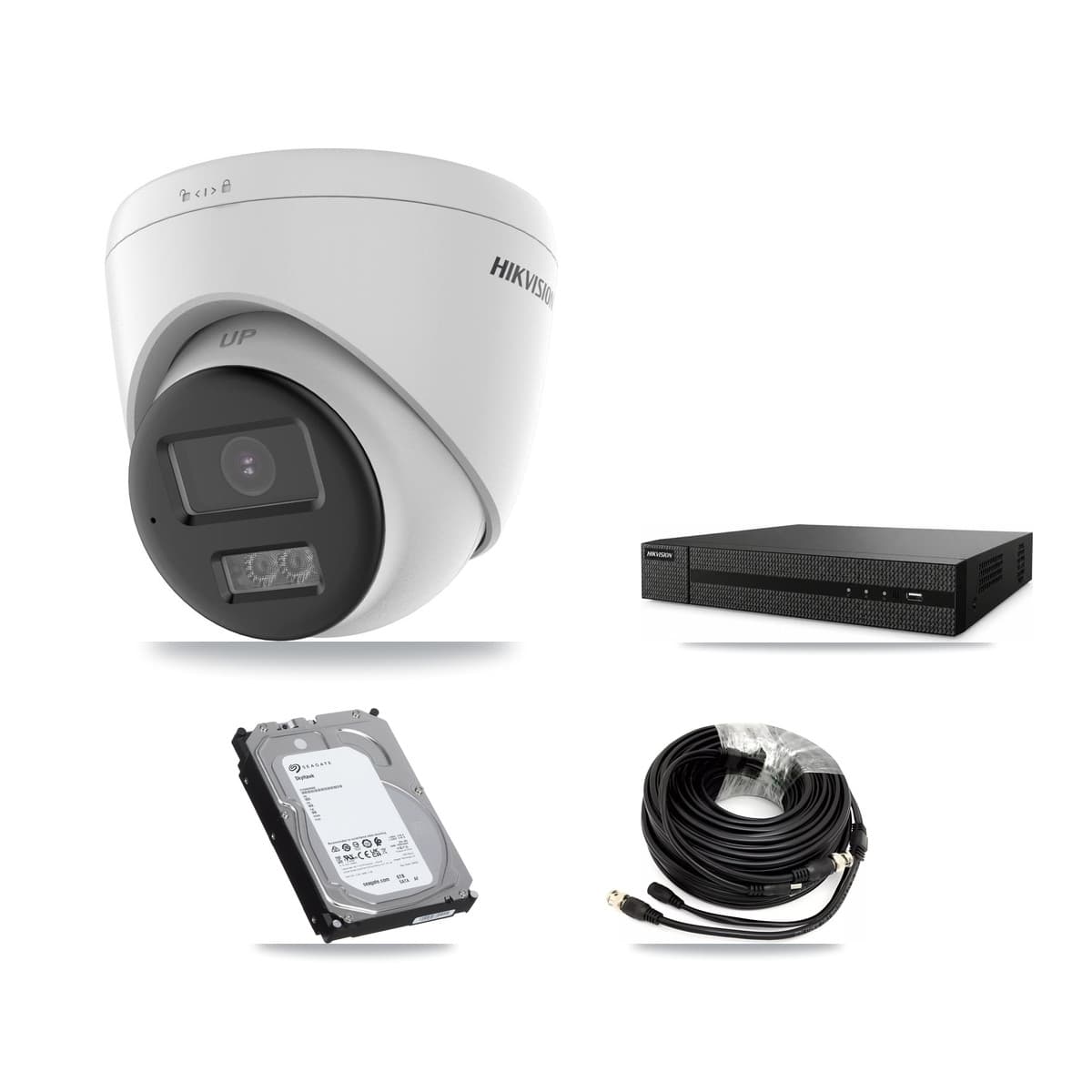 Hikvision 8-Channel 5MP CCTV Kit — 1 DS-2CE78K0T + 3 DS-2CE78K0T Turret Cameras + 6TB Recording (DVR-8CH Recorder)