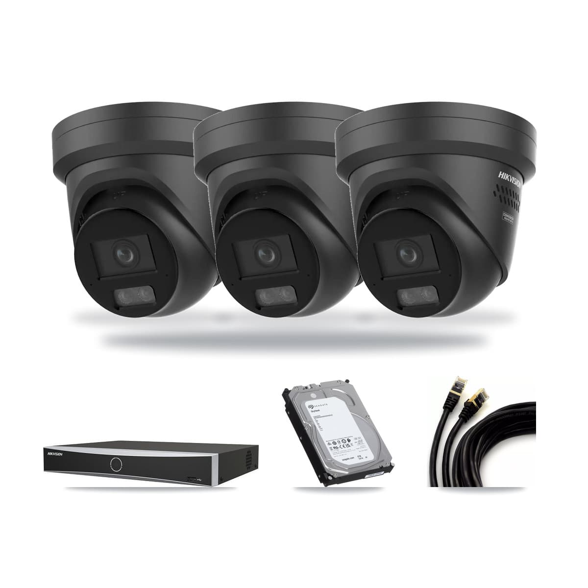 Hikvision 4-channel CCTV kit: 3 cameras (3× 4K Turret), 6TB hard drive