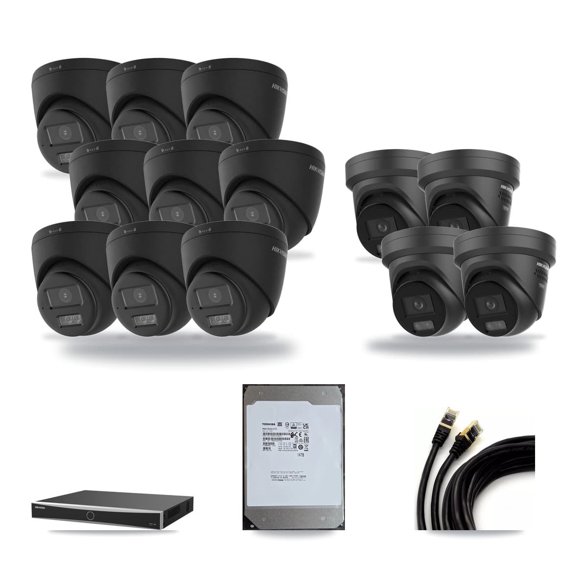 Hikvision 16-Channel 4K CCTV Kit — 9 DS-2CD1383G2 + 4 DS-2CD2387G3 Turret Cameras + 14TB Recording - Image 1