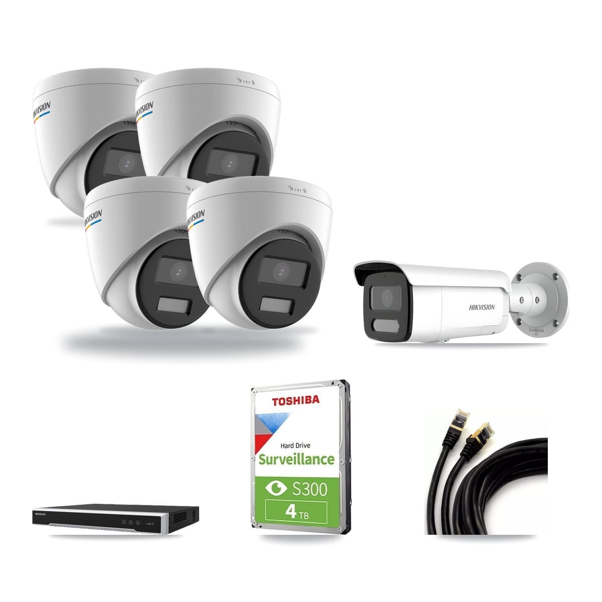 Hikvision 16-Channel 2MP – 4MP CCTV Kit — 4 2MP Turret + 1 4MP Bullet Cameras + 4TB Recording - Image 1