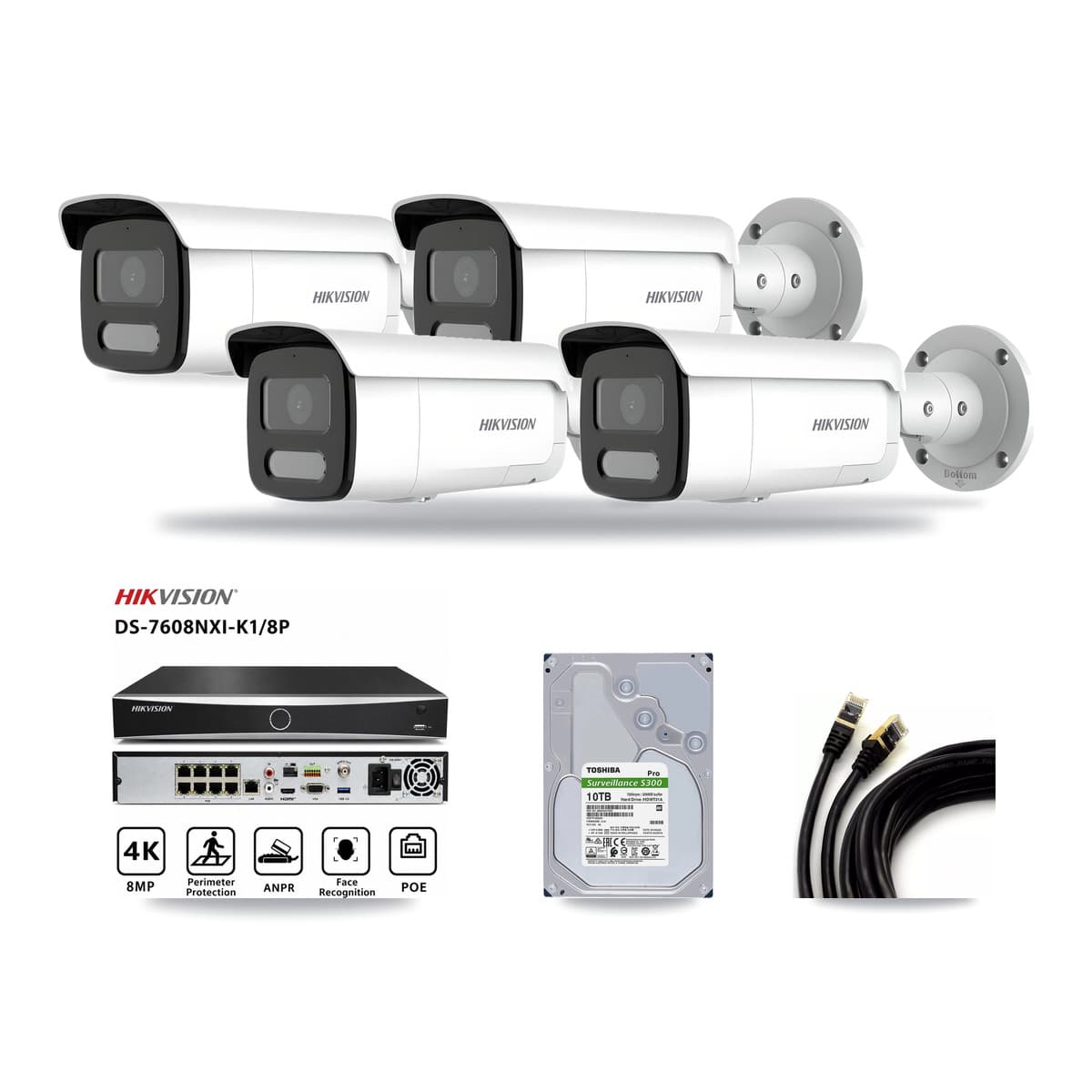 Hikvision 8-Channel 4MP CCTV Kit — 4 Bullet Cameras + 10TB Recording - Image 1