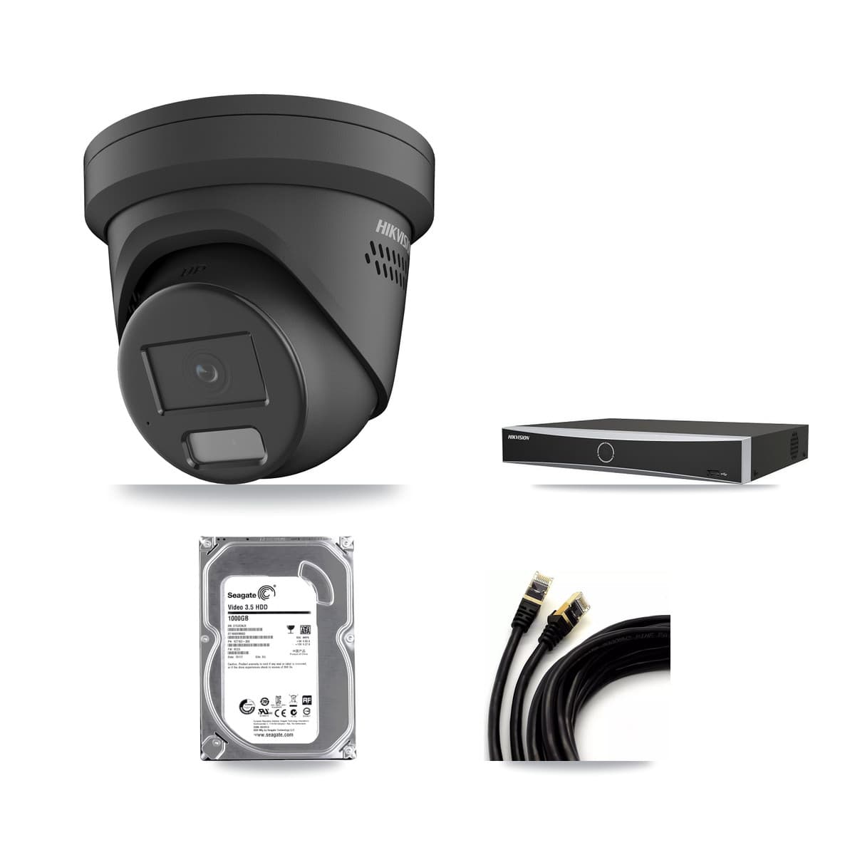 Hikvision 4-Channel 4MP CCTV Kit — 1 Black Turret Camera + 1TB Recording - Image 1