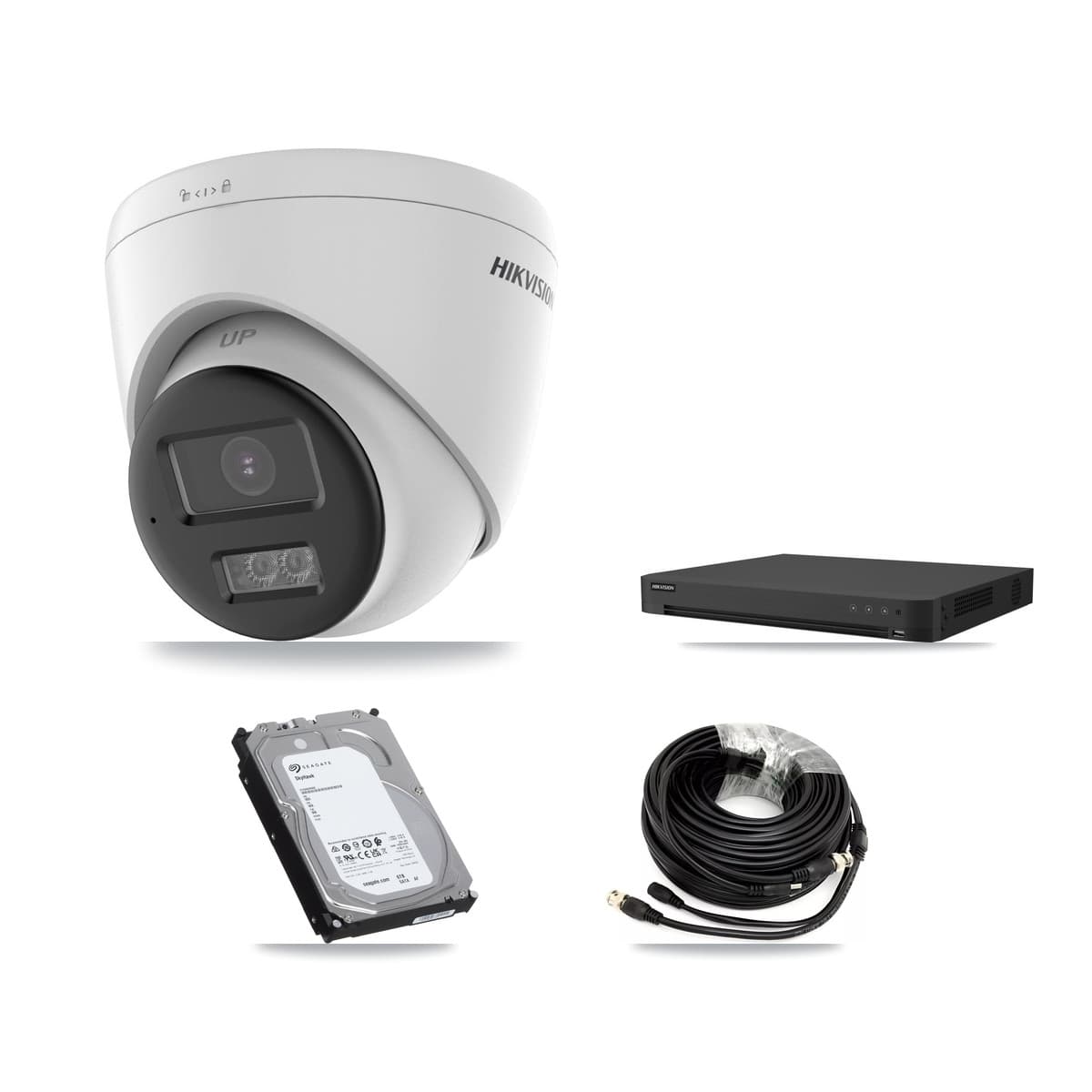 Hikvision 16-Channel 5MP CCTV Kit — 2 DS-2CE78K0T + 6 DS-2CE78K0T Turret Cameras + 6TB Recording (IDS-7216HUHI Recorder)