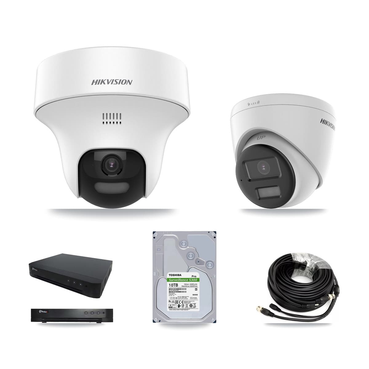 Hikvision & Prolux 16-Channel 5MP CCTV Kit — 6 DS-2CE70K0T + 1 DS-2CE78K0T Turret Cameras + 10TB Recording