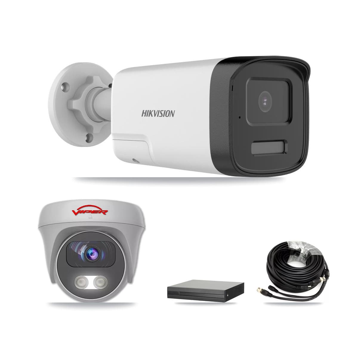 Hikvision & Viper 8-Channel 5MP CCTV Kit — 5 DS-2CE17K0T Bullet + 1 White VIPER-5MP-3K Cameras + 8TB Recording (XVR-3108HS Recorder)