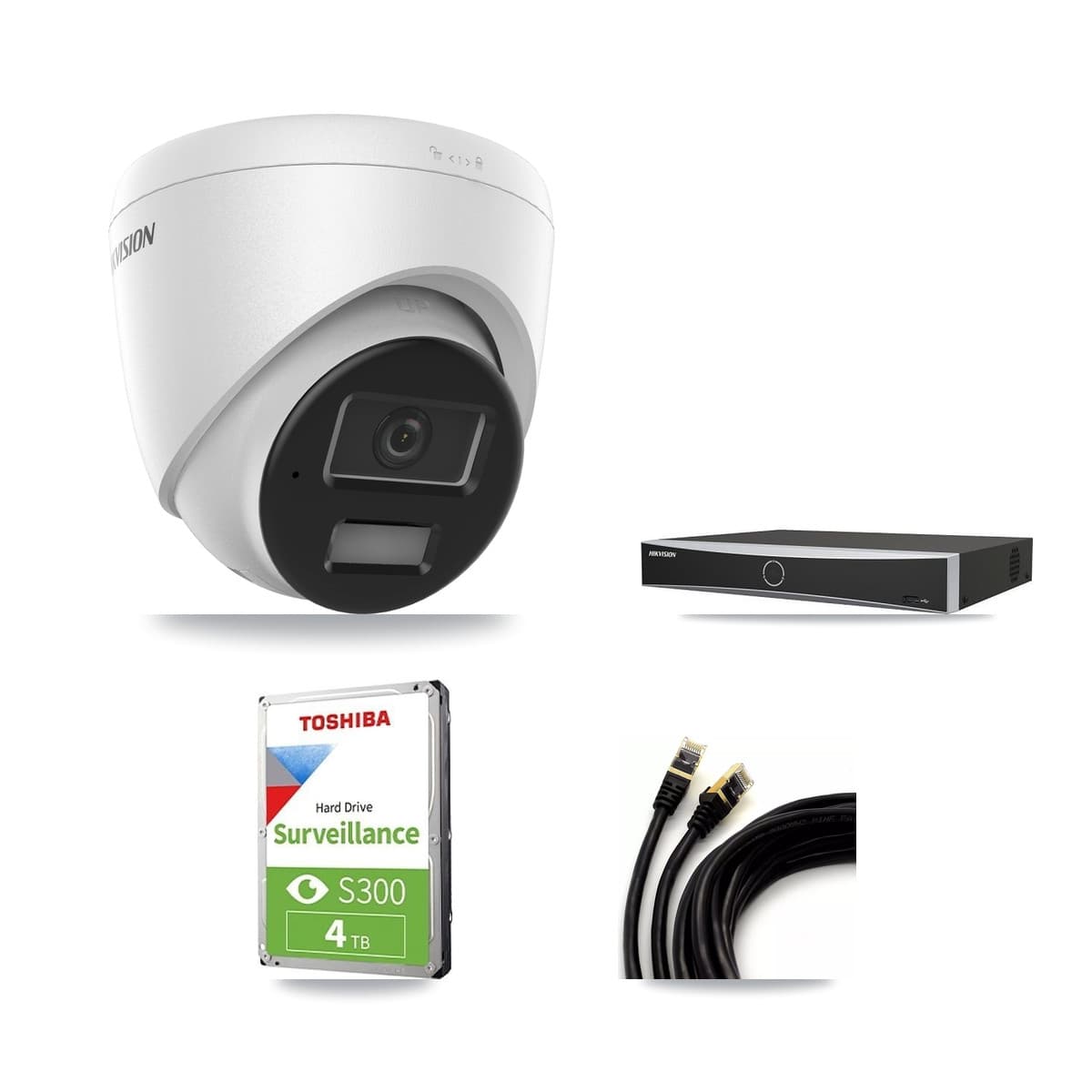 Hikvision 4-Channel 4MP CCTV Kit — 3 DS-2CD1343G2 Turret Cameras + 4TB Recording