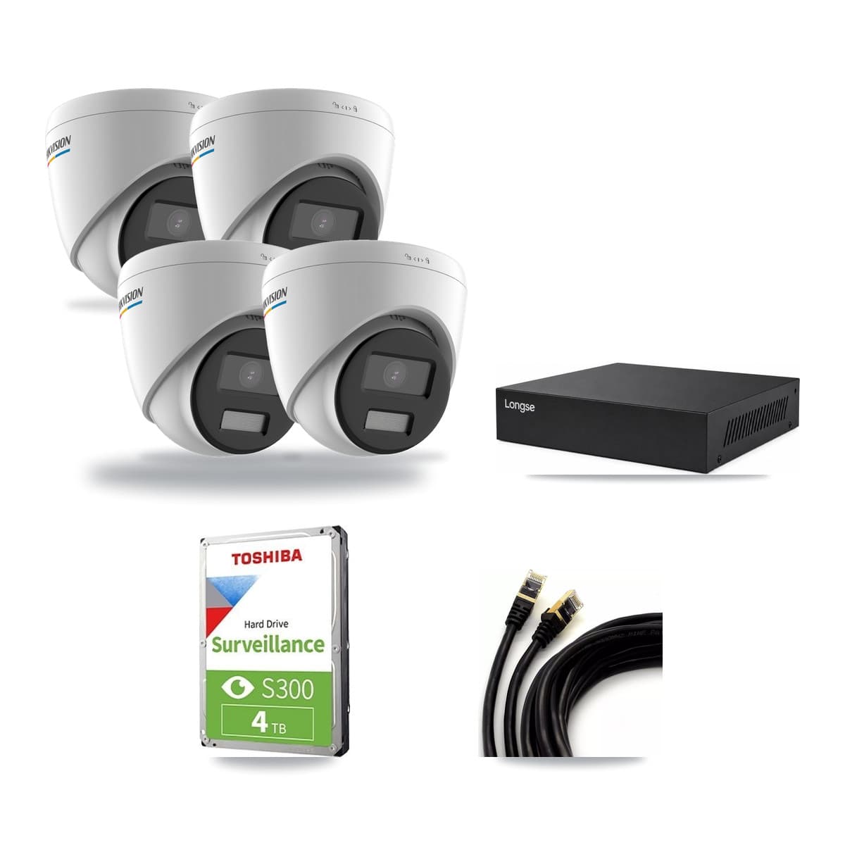 Hikvision & Longse 8-Channel 2MP – 5MP CCTV Kit — 4 2MP Turret + 1 5MP Dome Cameras + 4TB Recording - Image 1
