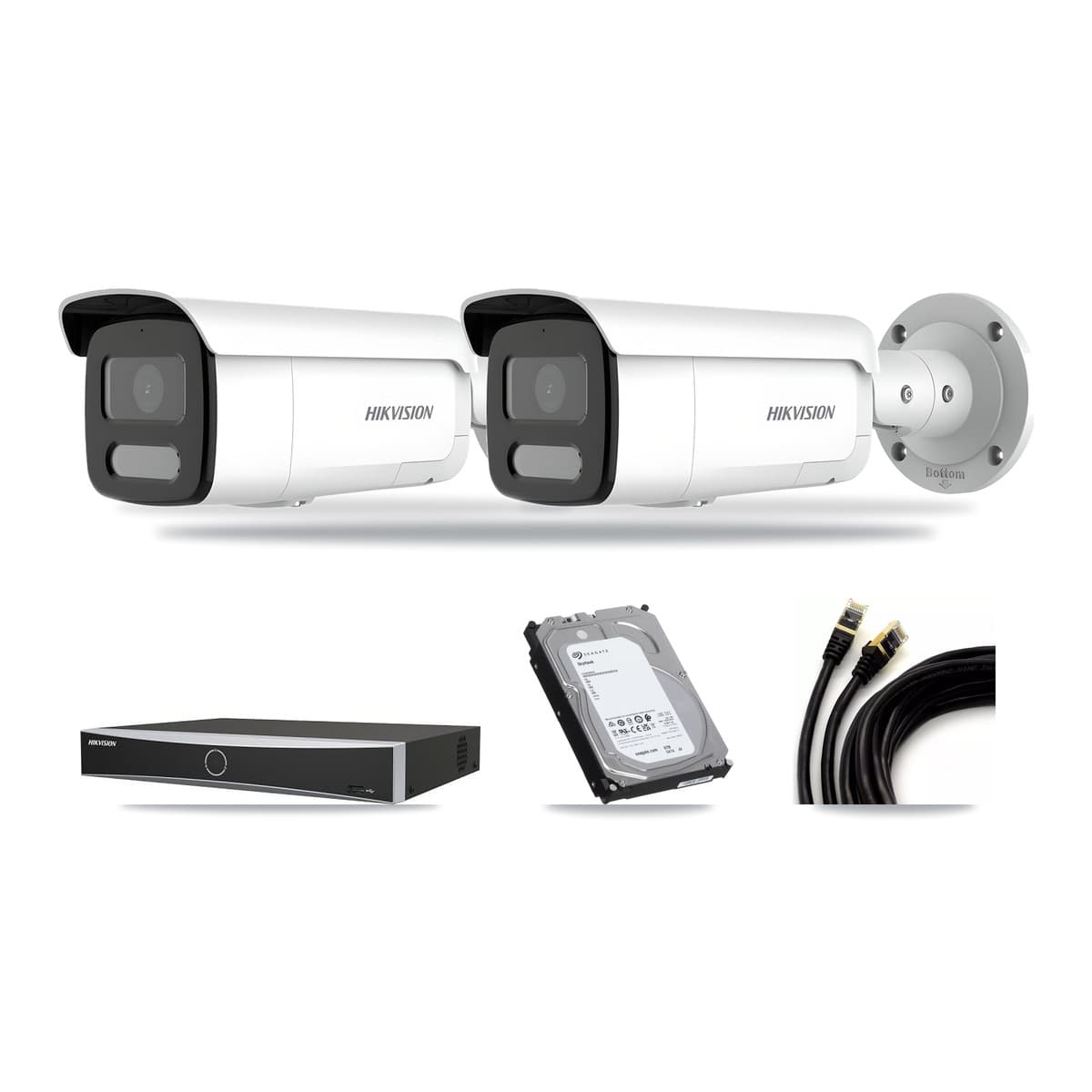 Hikvision 4-channel CCTV kit: 2 cameras (2× 4MP Bullet), 6TB hard drive