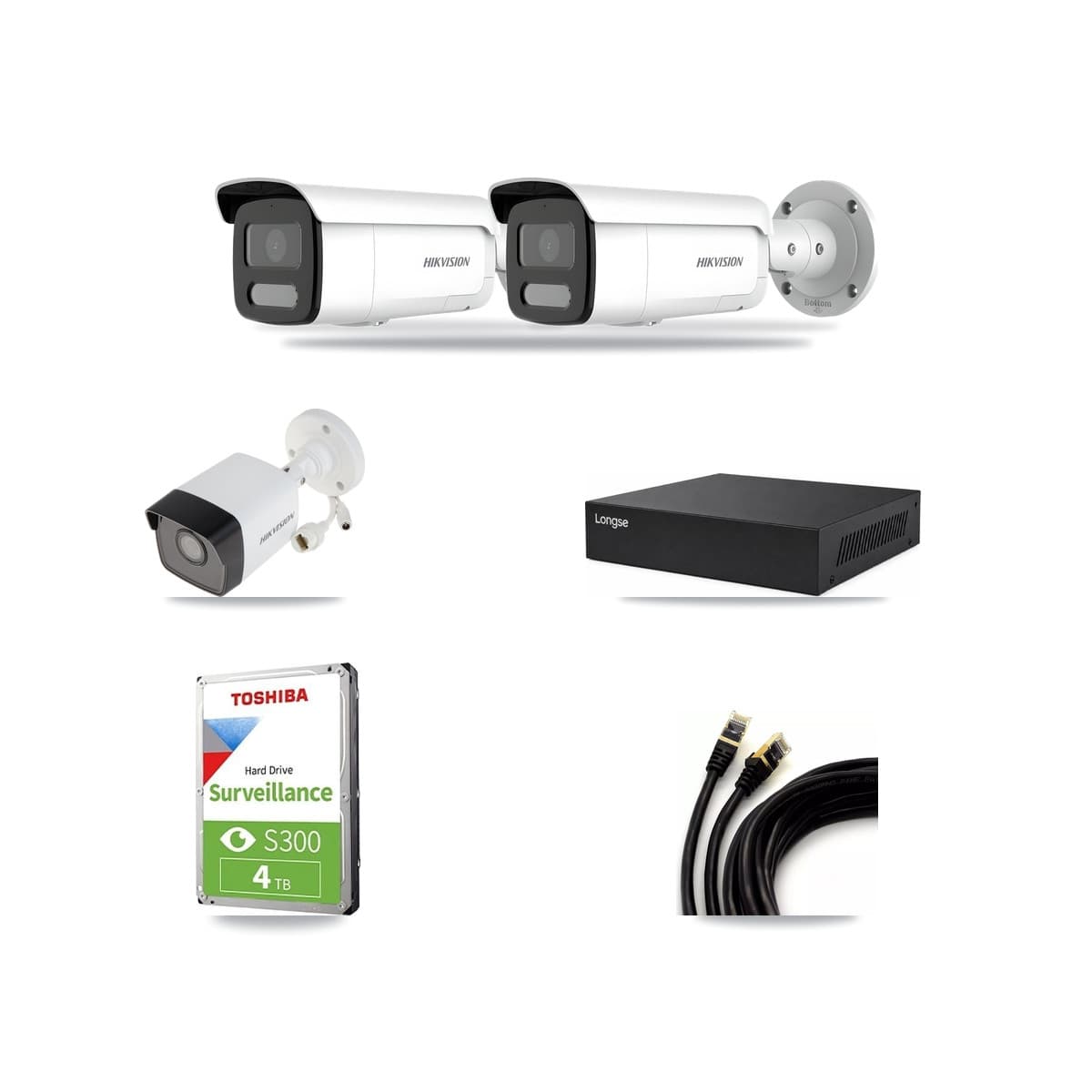 Hikvision & Longse 8-Channel 4MP – 5MP CCTV Kit — 1 5MP + 2 4MP Bullet Cameras + 4TB Recording - Image 1