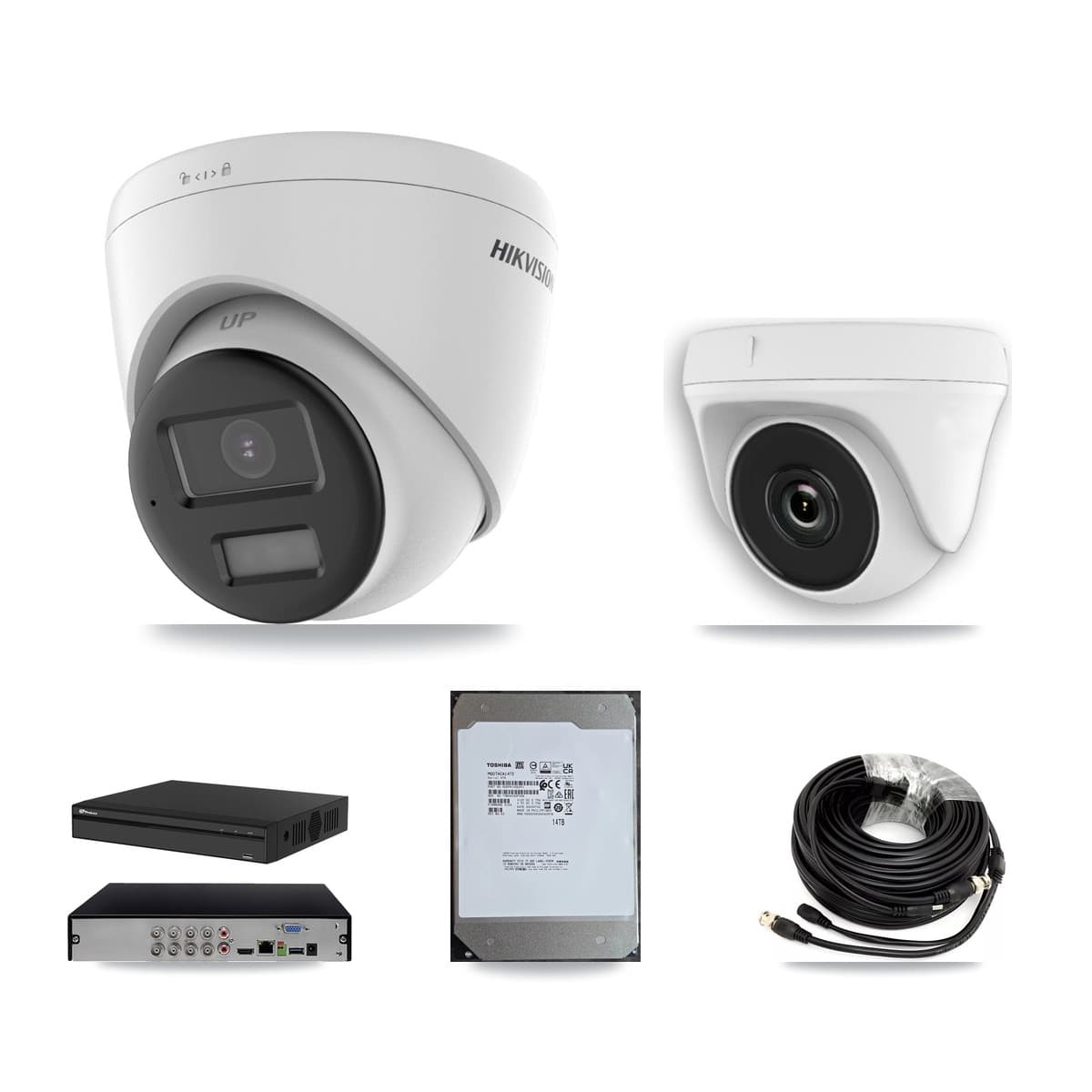 Hikvision & Prolux 8-Channel 2MP – 4K CCTV Kit — 5 4K Turret + 2 White 2MP Dome Cameras + 14TB Recording