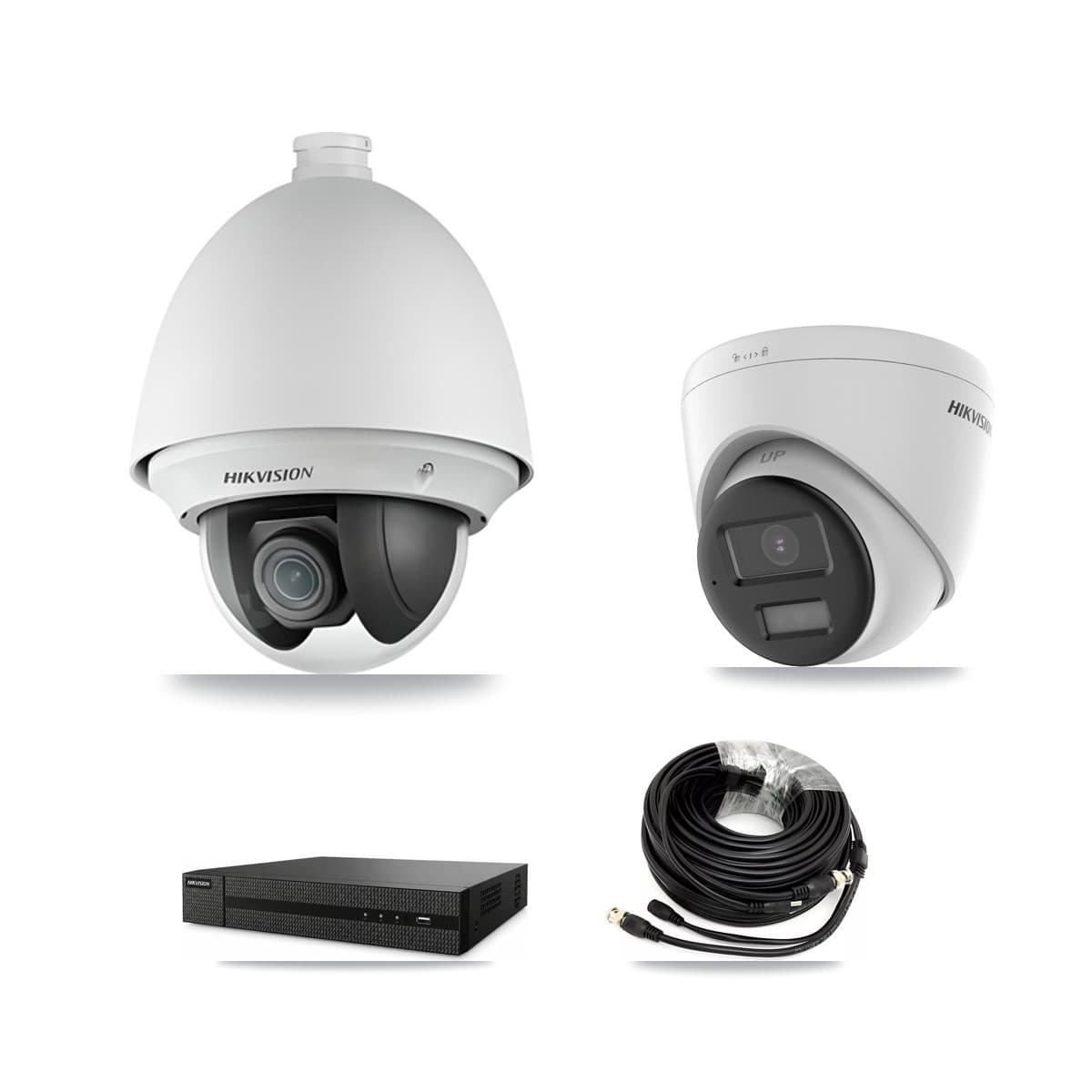 Hikvision 8-Channel 2MP – 4K CCTV Kit — 1 2MP PTZ + 1 4K Turret Cameras + 3TB Recording (DVR-8CH Recorder)
