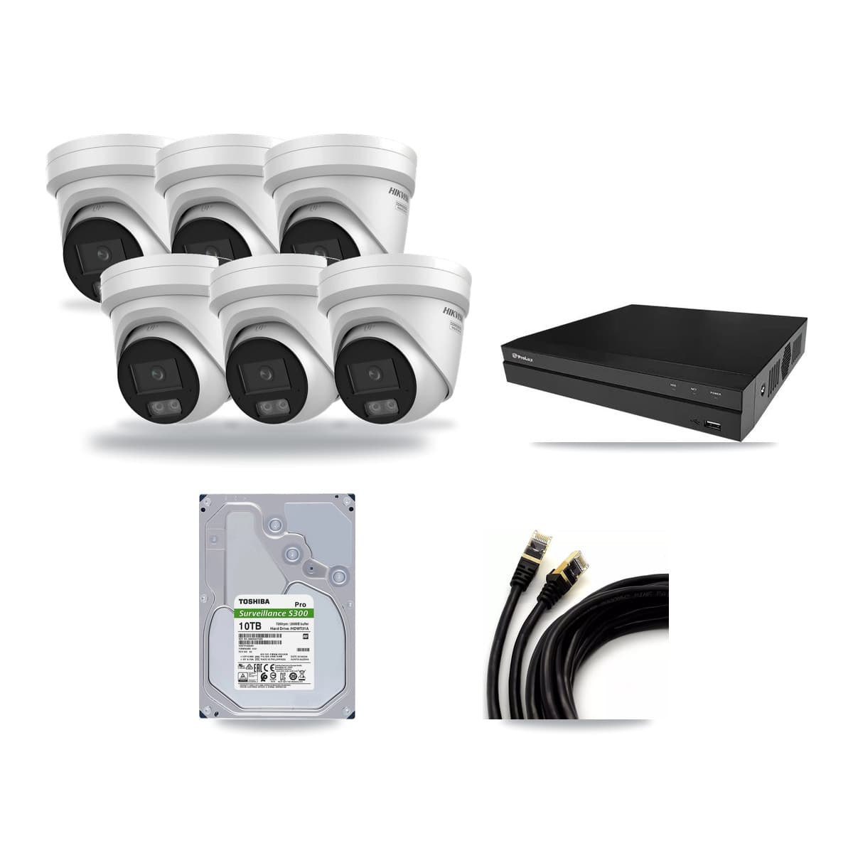 Hikvision & Prolux 8-Channel 4K CCTV Kit — 6 DS-2CD2387G3 Turret Cameras + 10TB Recording - Image 1