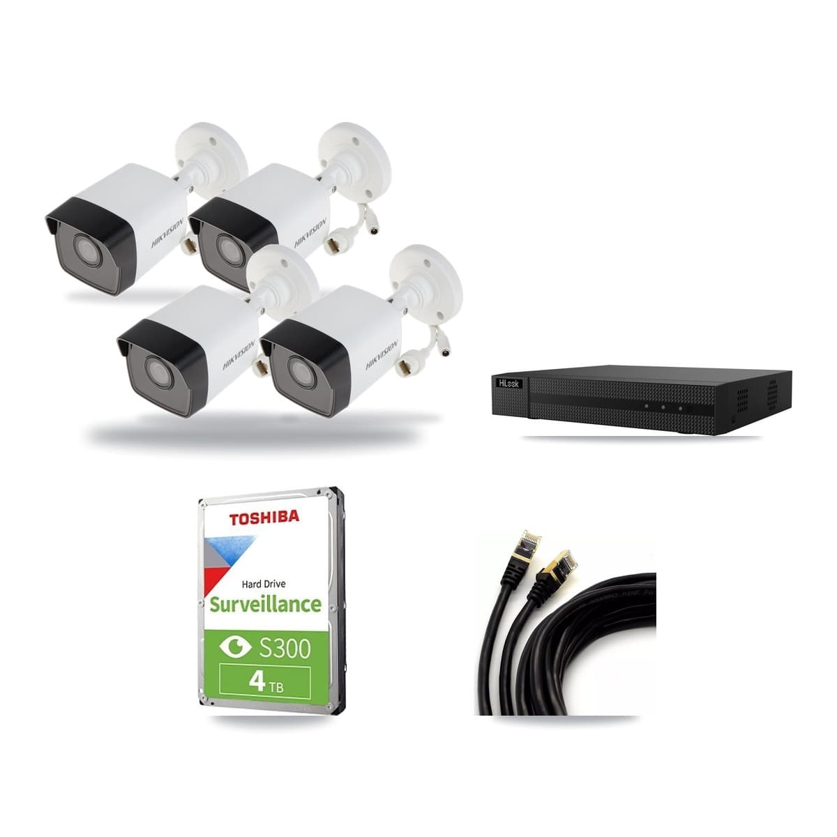 Hikvision & HiLook 8-Channel 5MP CCTV Kit — 4 Bullet Cameras + 4TB Recording (NVR-108MH-D Recorder) - Image 1