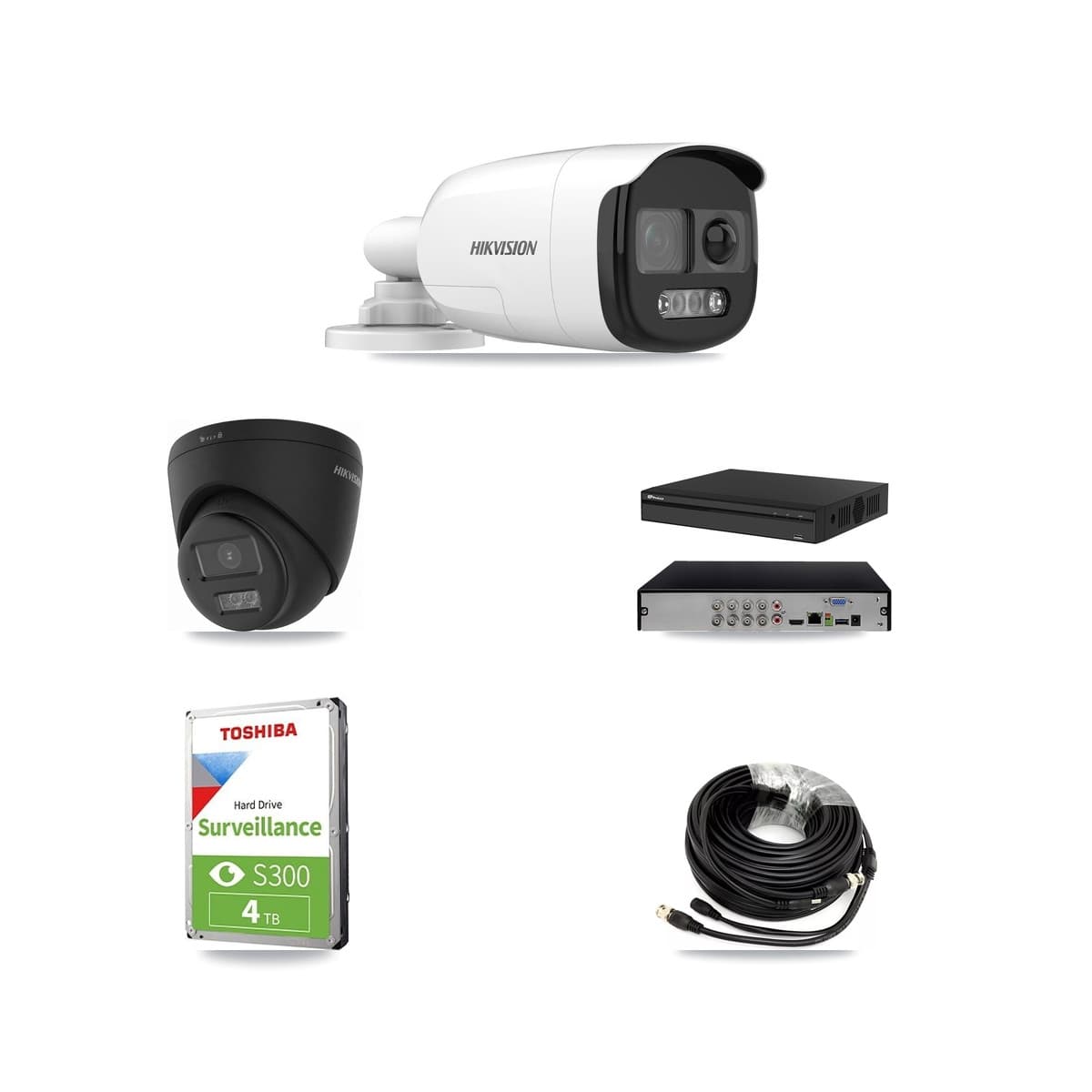 Hikvision & Prolux 8-Channel 5MP – 4K CCTV Kit — 1 5MP Bullet + 1 Black 4K Turret Cameras + 4TB Recording - Image 1