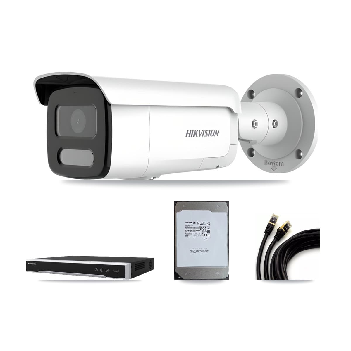 Hikvision 8-Channel 4MP – 4K CCTV Kit — 6 4MP + 2 4K Bullet Cameras + 14TB Recording