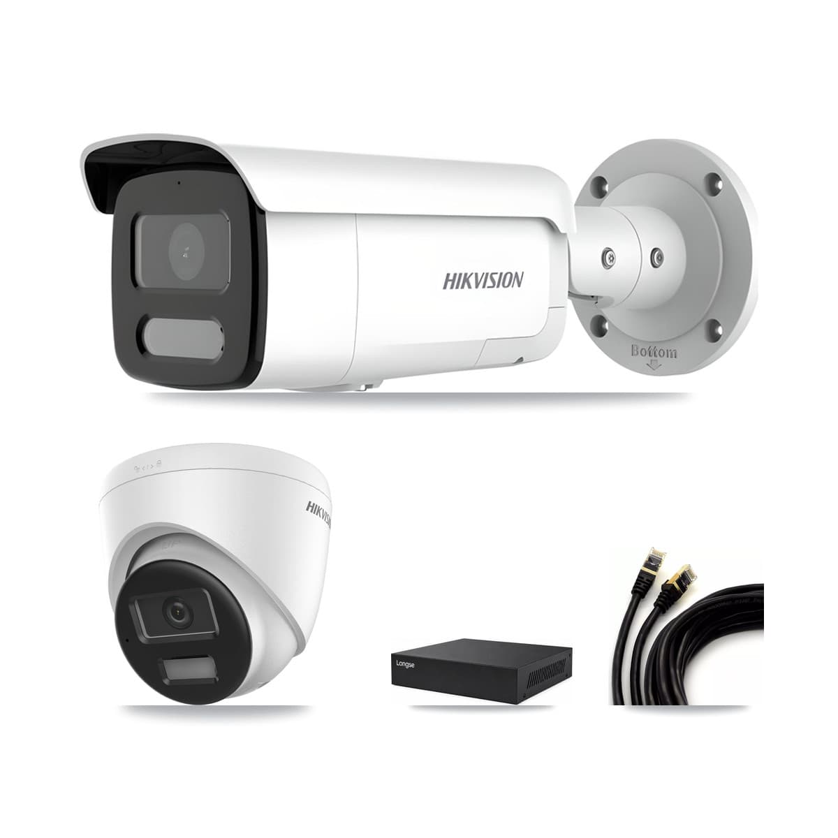 Hikvision & Longse 8-Channel 4MP – 4K CCTV Kit — 1 4K Turret + 4 4MP Bullet Cameras + 8TB Recording