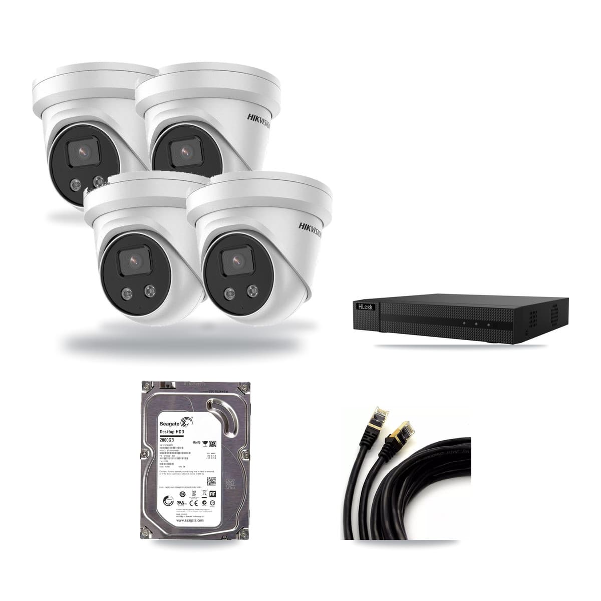Hikvision & HiLook 8-Channel 5MP CCTV Kit — 4 Turret Cameras + 2TB Recording (NVR-108MH-D Recorder) - Image 1
