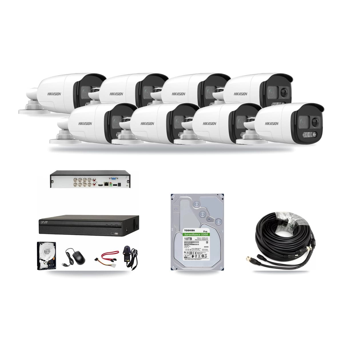 Hikvision & Dahua 8-Channel 5MP CCTV Kit — 8 DS-2CE12KF3T Bullet Cameras + 10TB Recording - Image 1