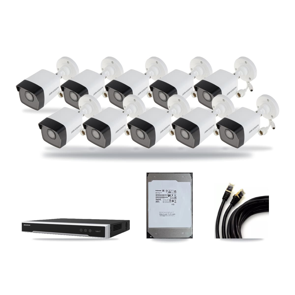 Hikvision 16-Channel 5MP CCTV Kit — 10 Bullet Cameras + 14TB Recording (DS-7616NI-M2 Recorder) - Image 1