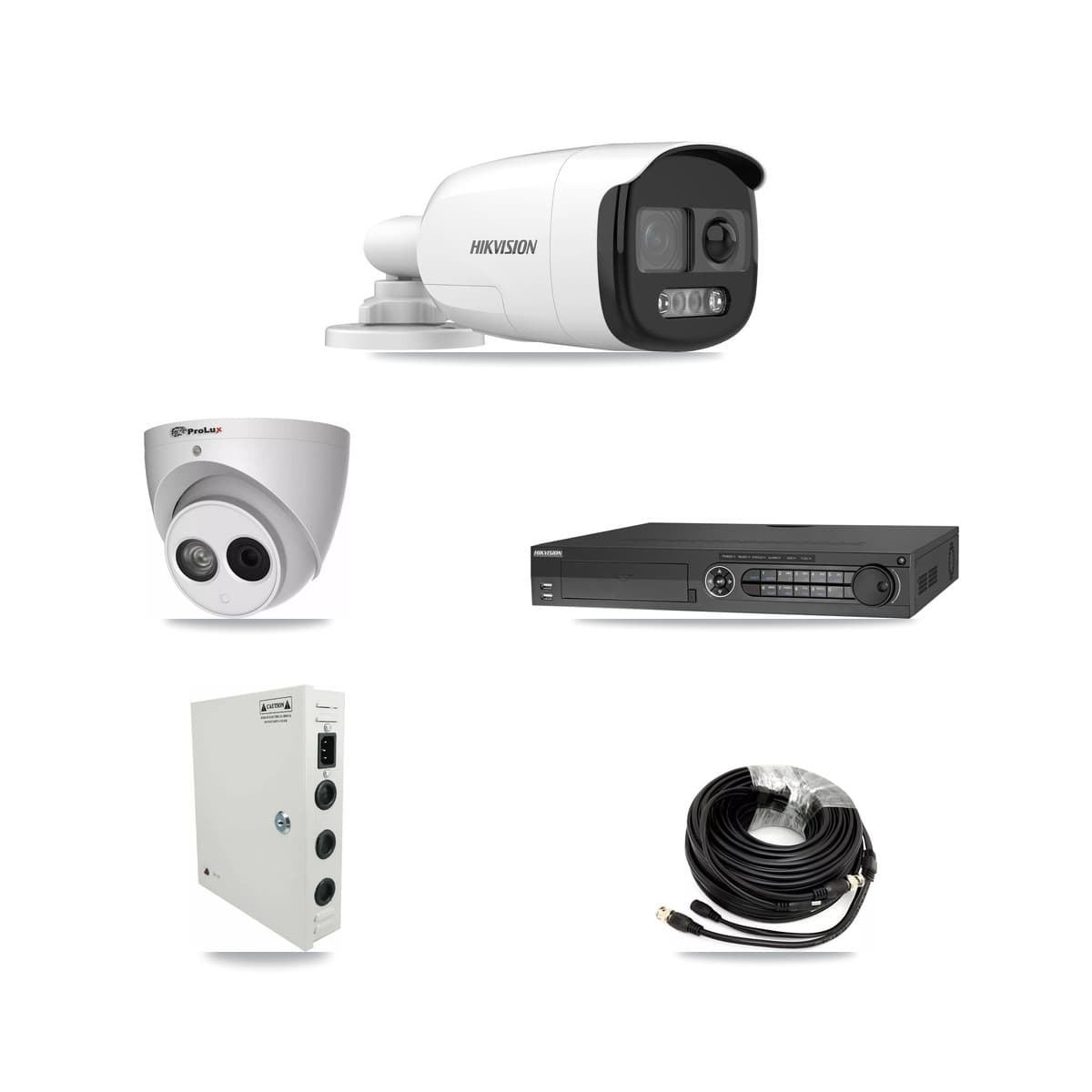 Hikvision & Prolux 32-Channel 4MP – 5MP CCTV Kit — 23 DS-2CE12KF3T 5MP Bullet + 1 PXC-612C4W-A 4MP Turret Cameras + 4× 8TB Recording