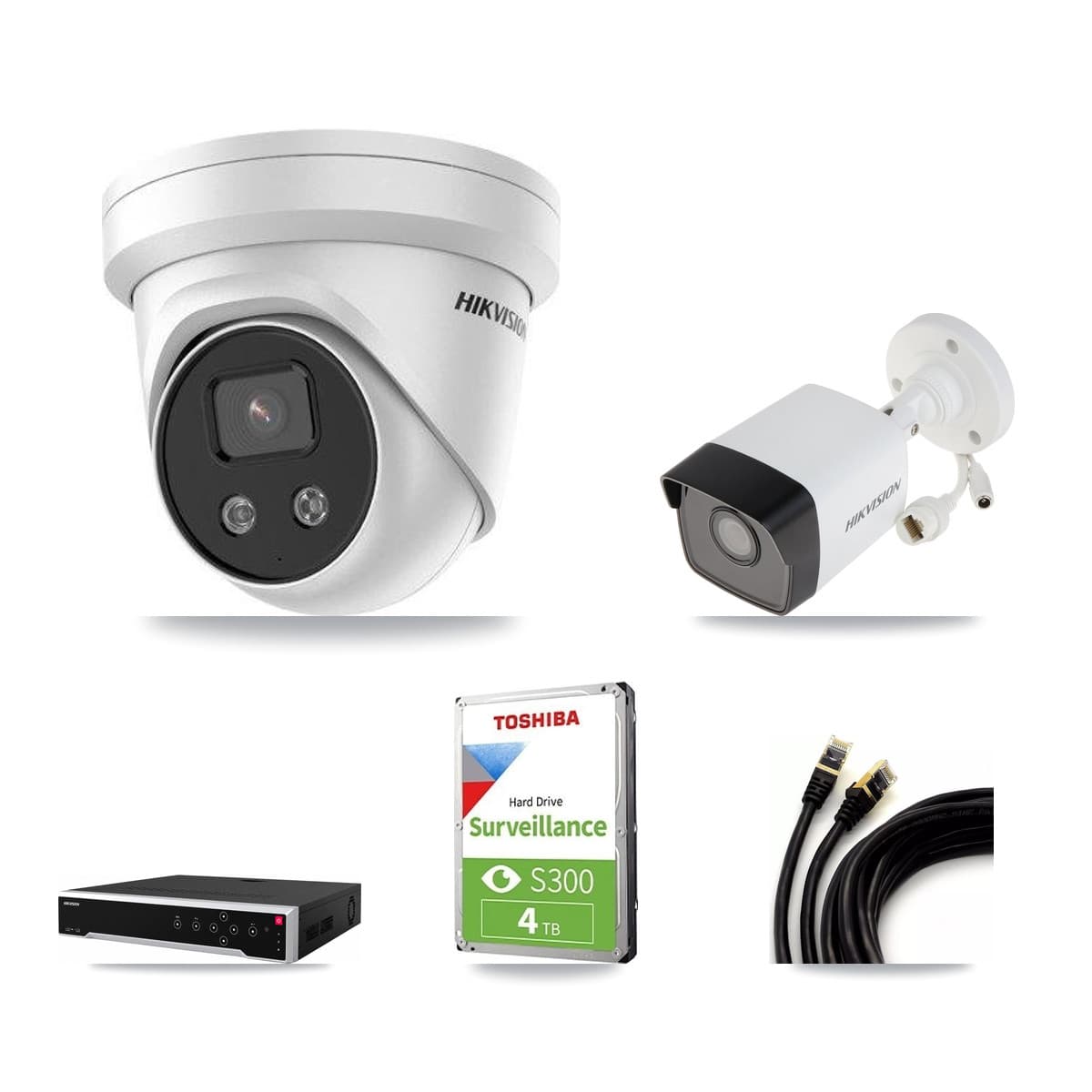 Hikvision 32-Channel 5MP CCTV Kit — 1 DS-2CD1053G0 Bullet + 2 DS-2CD3356G2 Turret Cameras + 4TB Recording