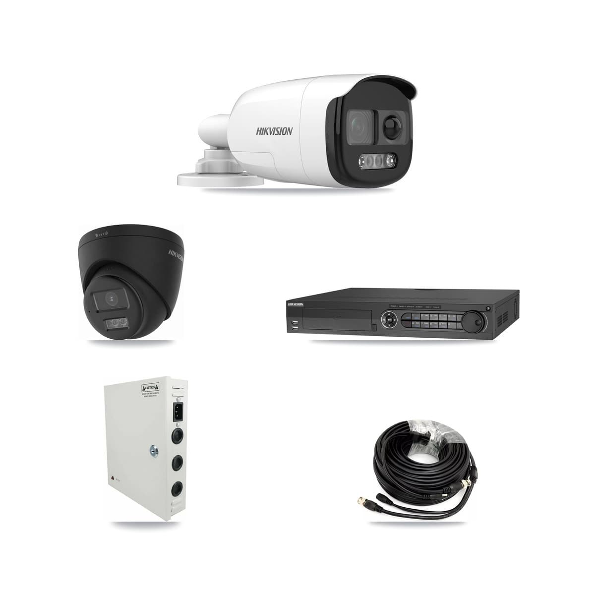 Hikvision 32-Channel 5MP – 4K CCTV Kit — 8 5MP Bullet + 8 Black 4K Turret Cameras + 4× 8TB Recording