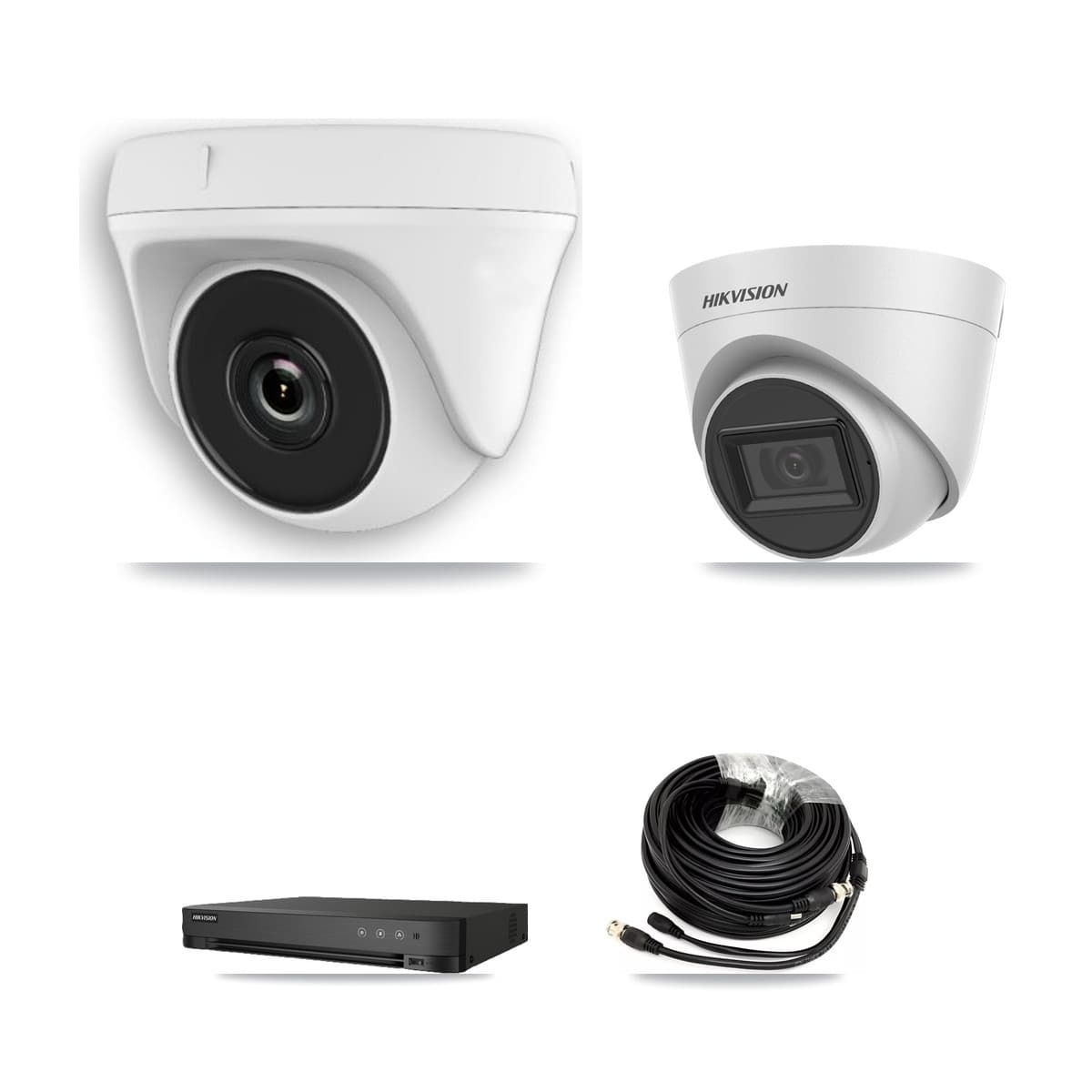 Hikvision 8-Channel 2MP – 5MP CCTV Kit — 1 White 5MP Turret + 3 White 2MP Dome Cameras + 3TB Recording (IDS-7208HQHI Recorder)