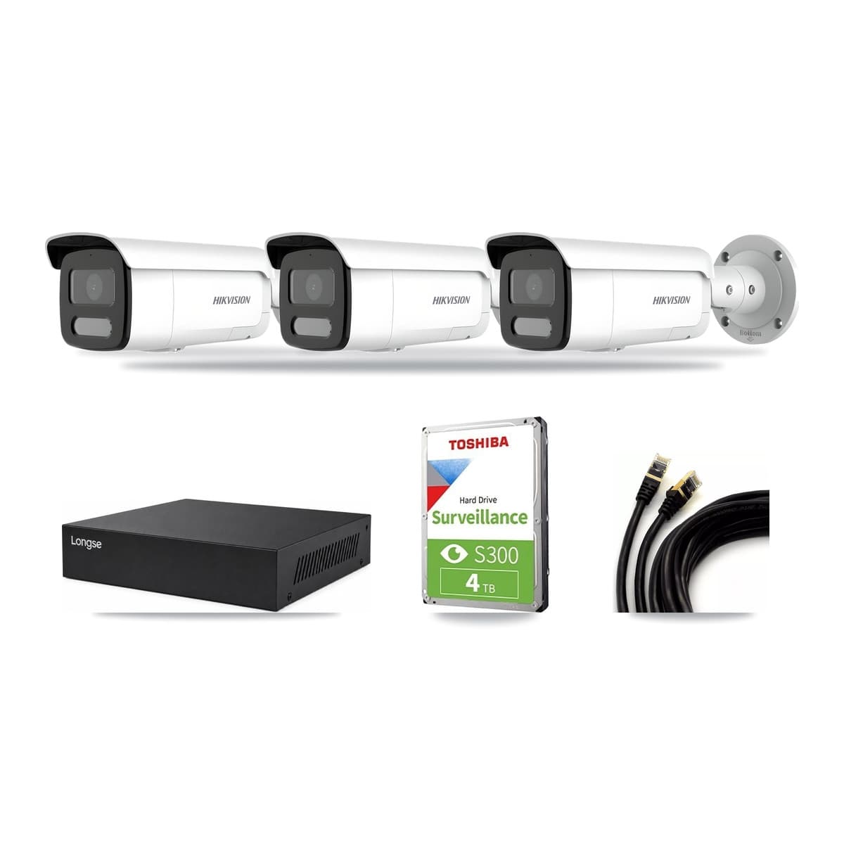 Hikvision & Longse 8-Channel 4MP CCTV Kit — 3 Bullet Cameras + 4TB Recording - Image 1