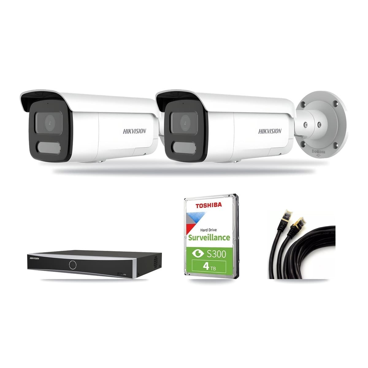 Hikvision 4-Channel 4MP – 4K CCTV Kit — 1 4MP + 1 4K Bullet Cameras + 4TB Recording - Image 1