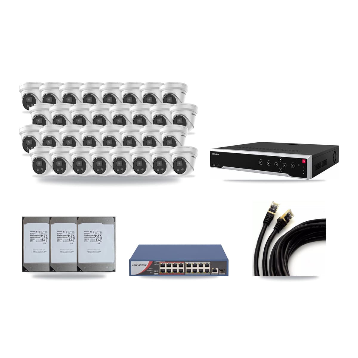 Hikvision 32-Channel 5MP CCTV Kit — 32 Turret Cameras + 3× 14TB Recording - Image 1