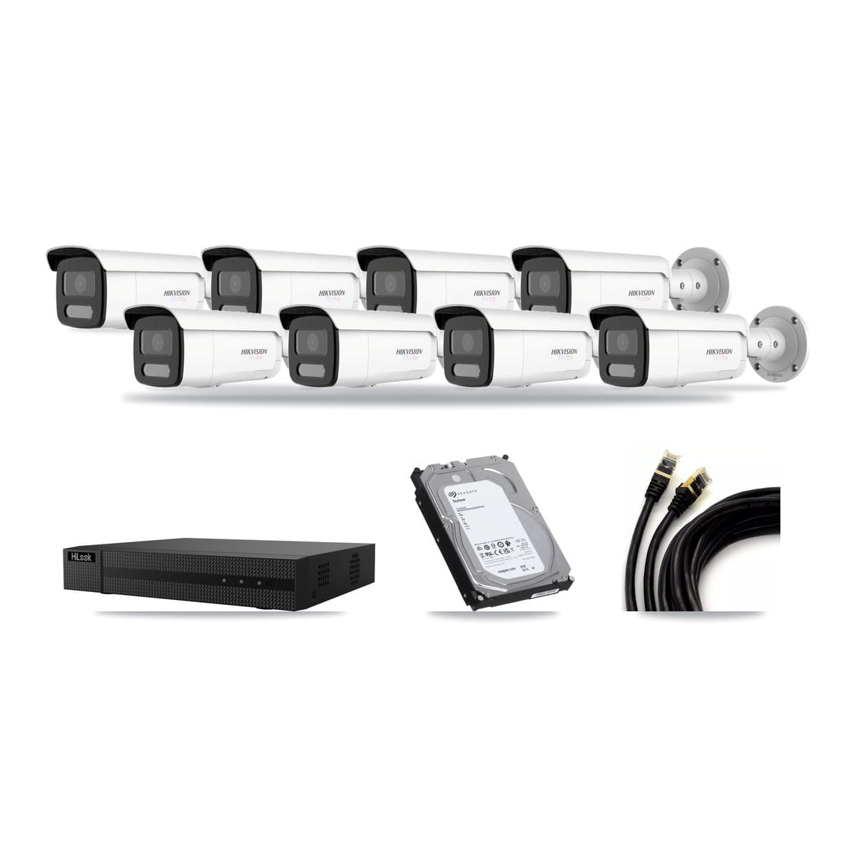 HiLook 8-channel CCTV kit: 8 cameras (8× 4K Bullet), 6TB hard drive
