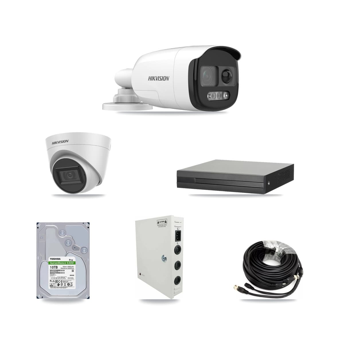 Hikvision 16-Channel 5MP CCTV Kit — 8 Bullet + 4 White Turret Cameras + 10TB Recording