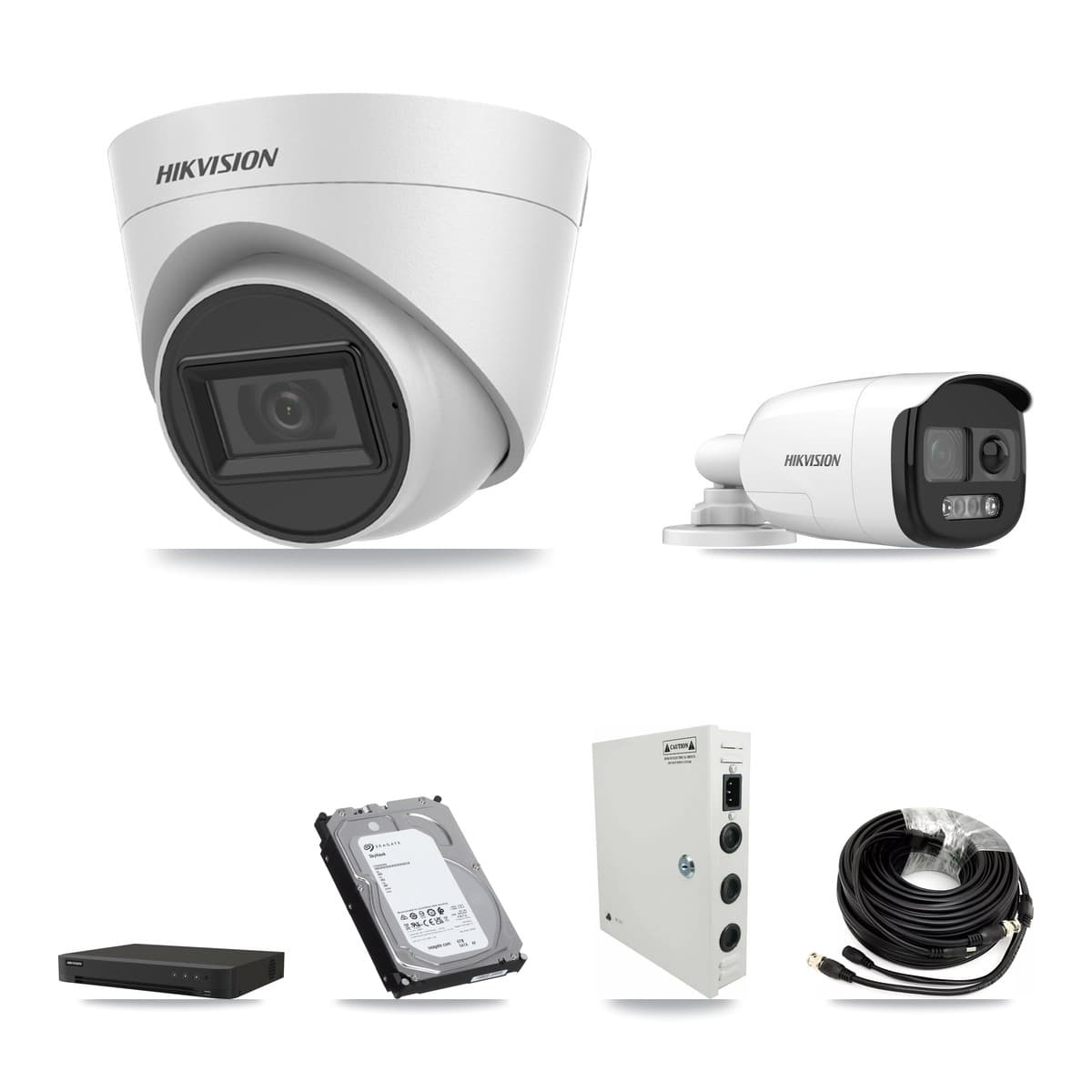 Hikvision 16-Channel 5MP CCTV Kit — 4 Bullet + 8 White Turret Cameras + 6TB Recording