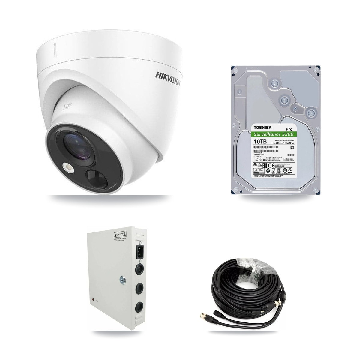 Hikvision 32-Channel 5MP CCTV Kit — 16 DS-2CE71H0T Turret Cameras + 2× 10TB Recording (DS-7332HQHI Recorder)